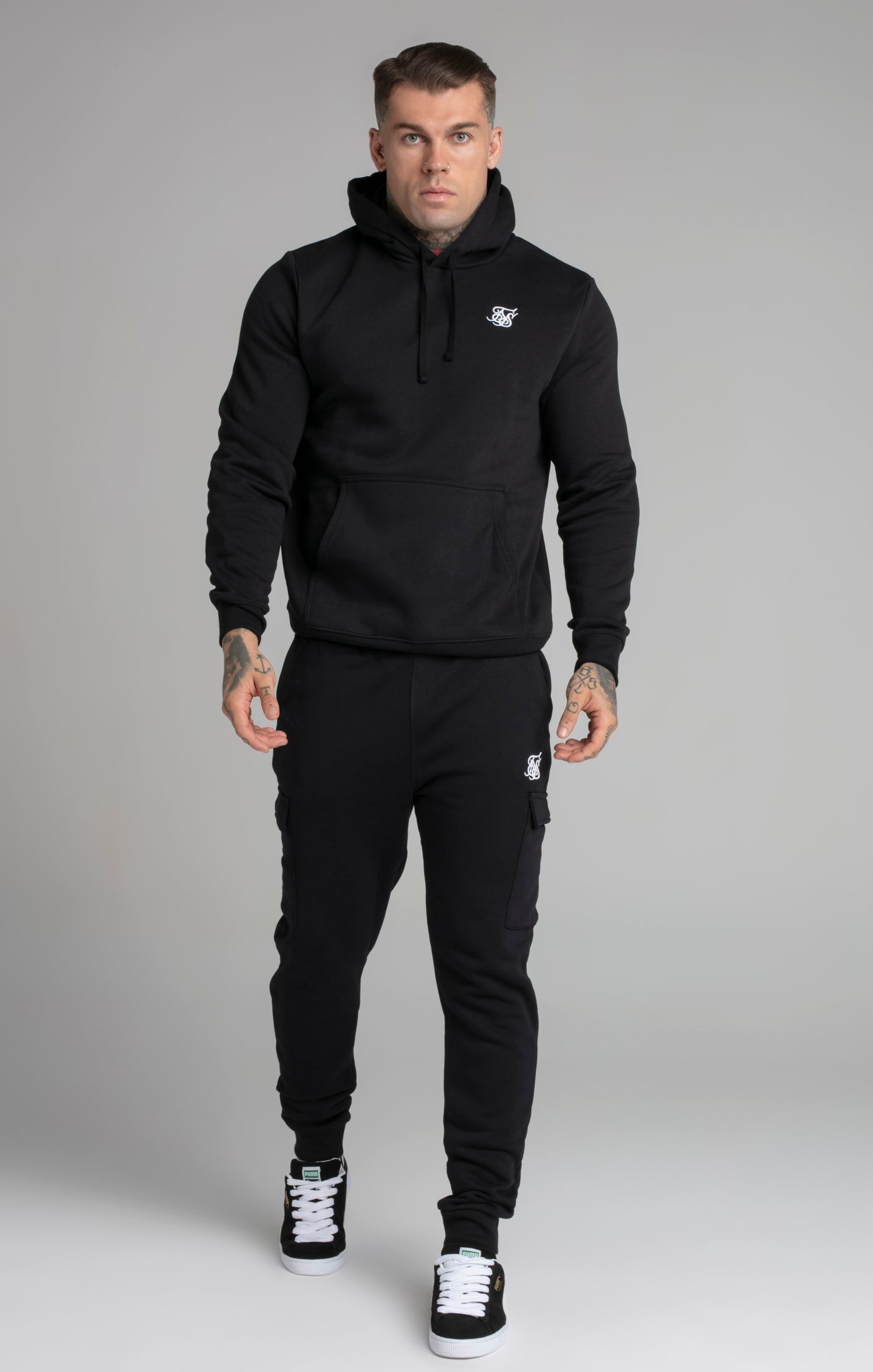 Essential Overhead Hoodie in Black Hoodie SikSilk   