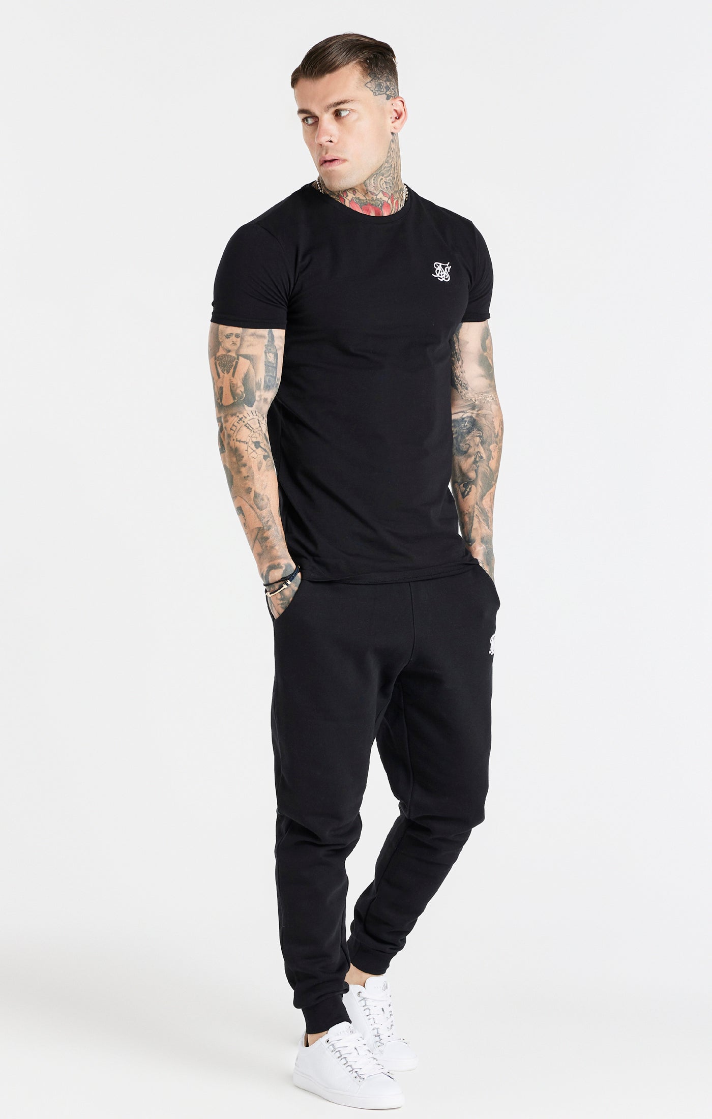 Essential Cuffed Jogger in Black Pants SikSilk   