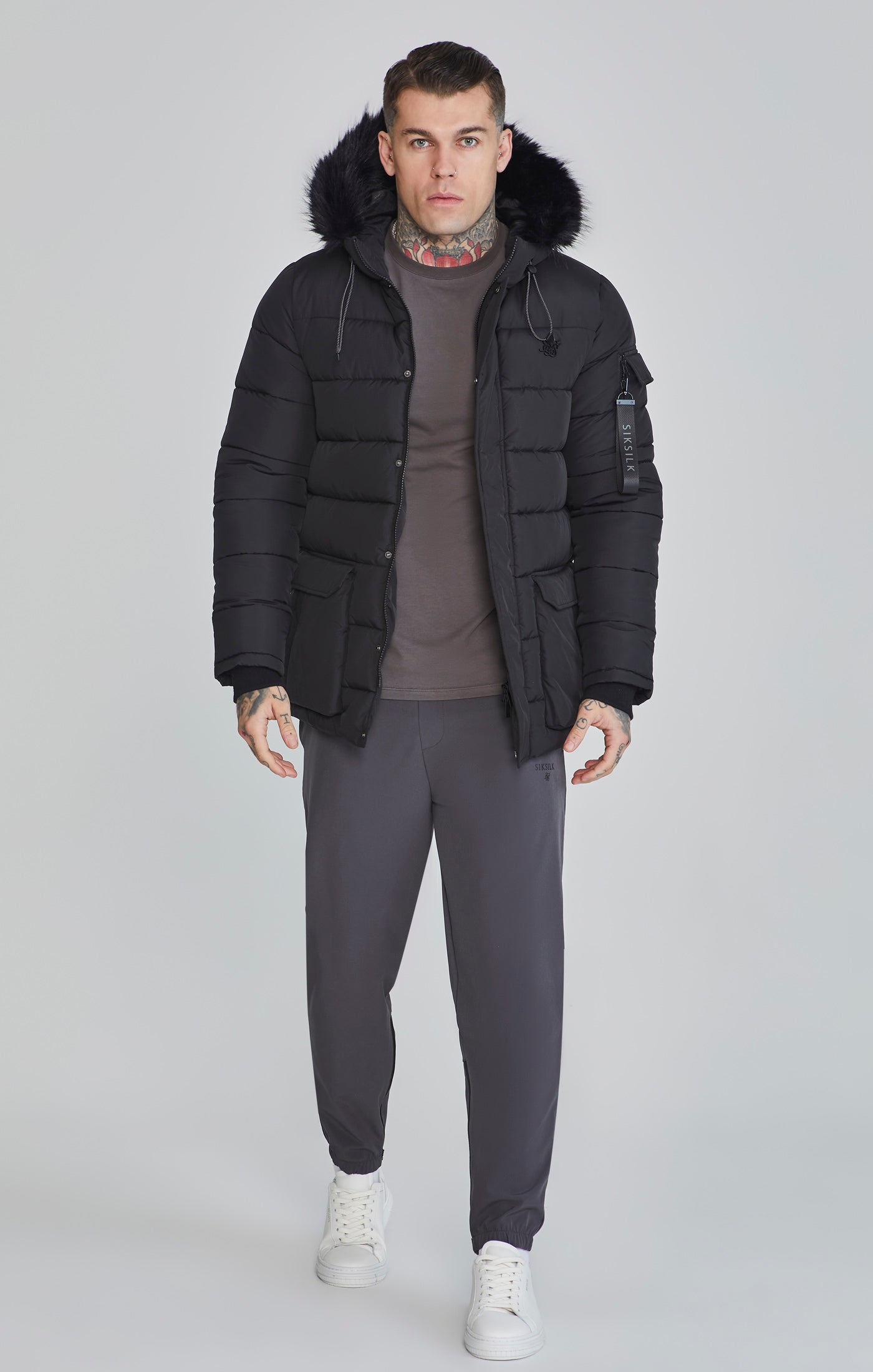 Parka in Black Jackets SikSilk   