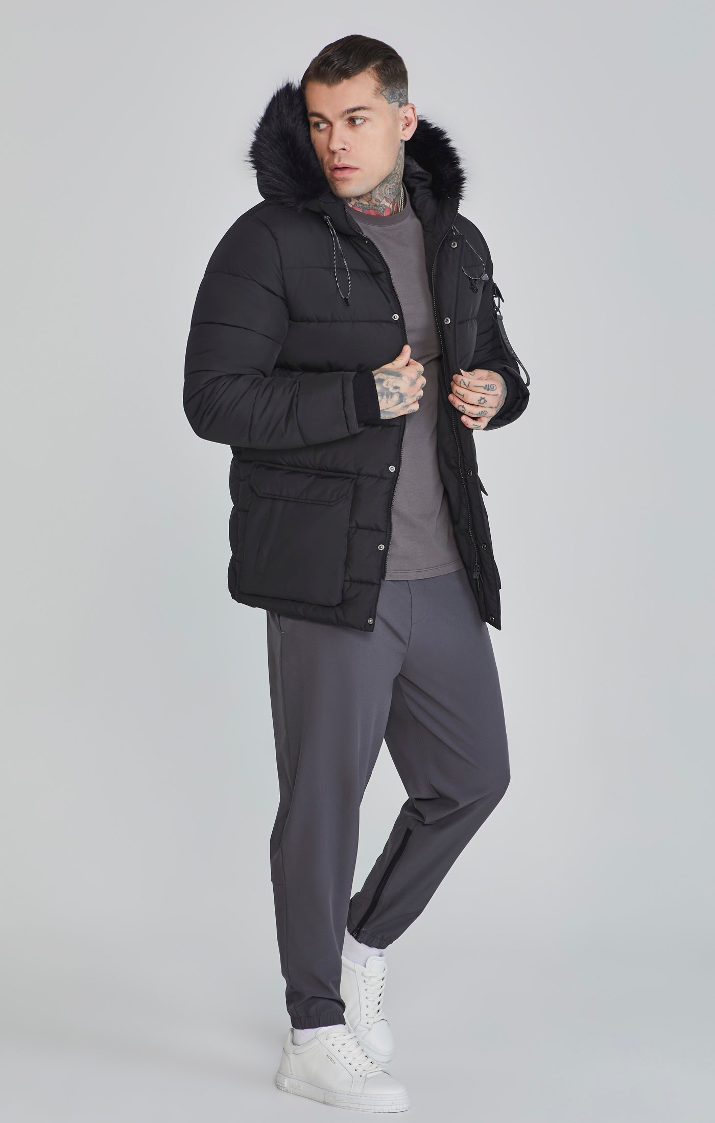 Parka in Black Jackets SikSilk   
