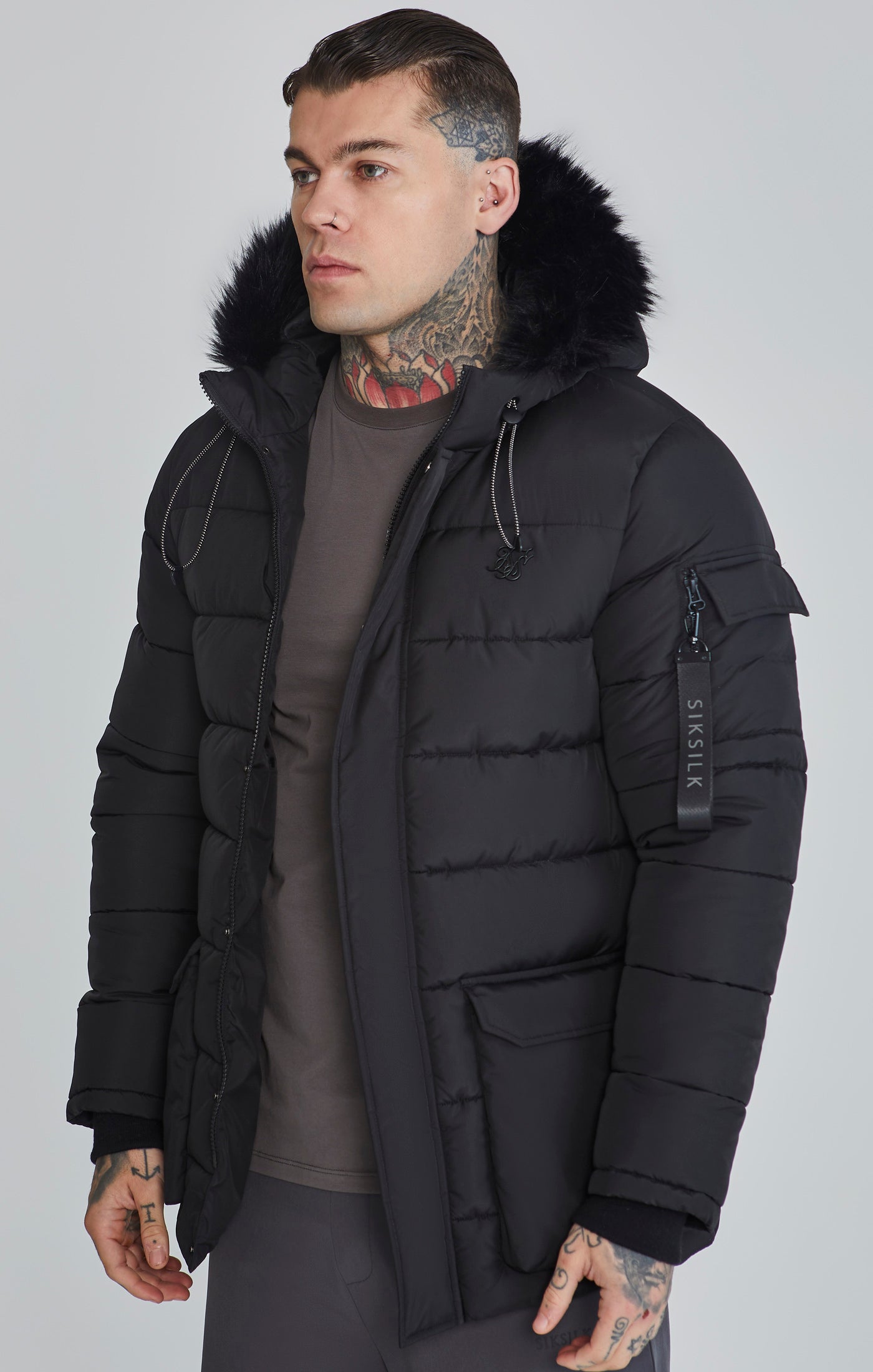 Parka in Black Jackets SikSilk   