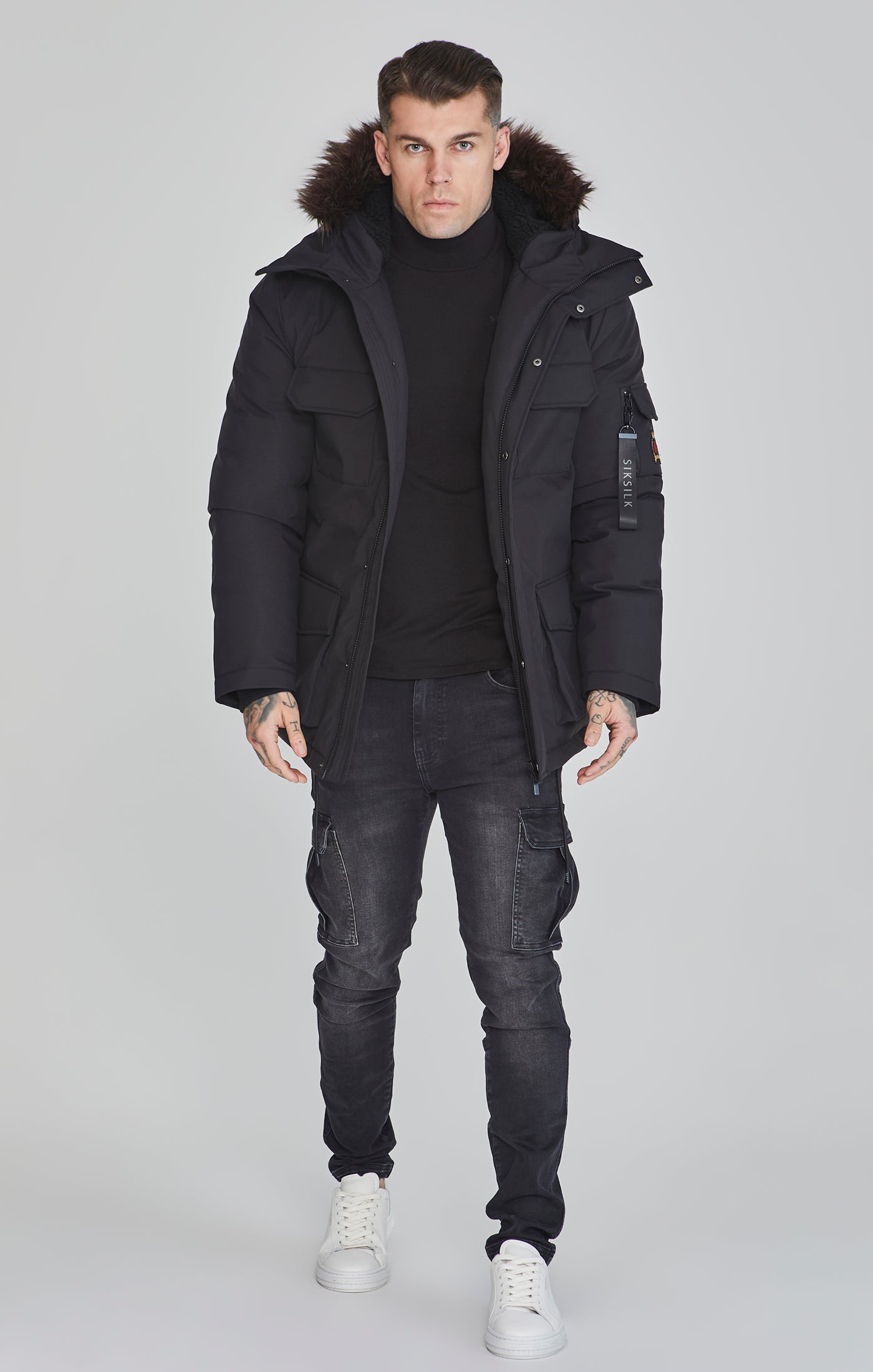 Parka in Black Jackets SikSilk   