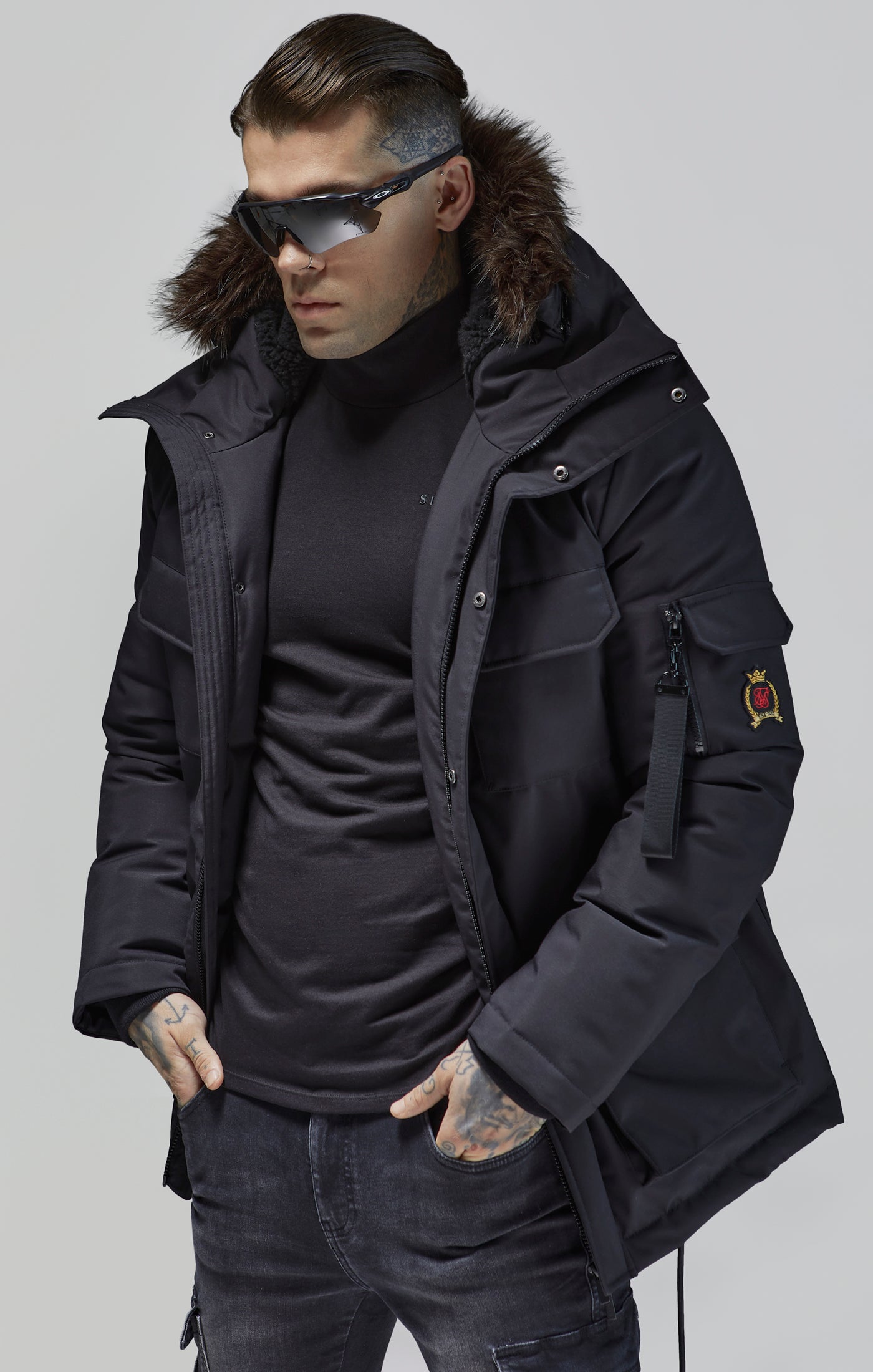 Parka in Black Jackets SikSilk   