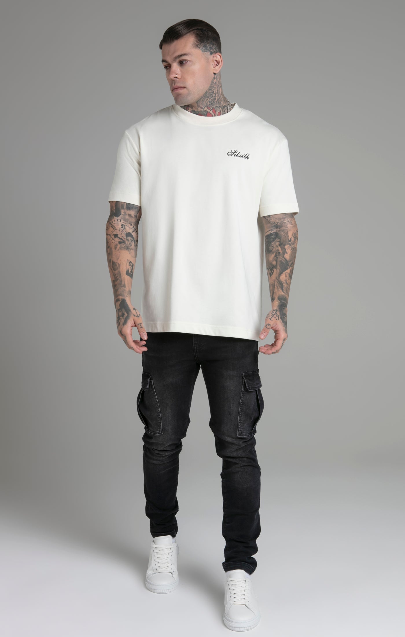 Graphic T-shirt in ecru T-shirts SikSilk   