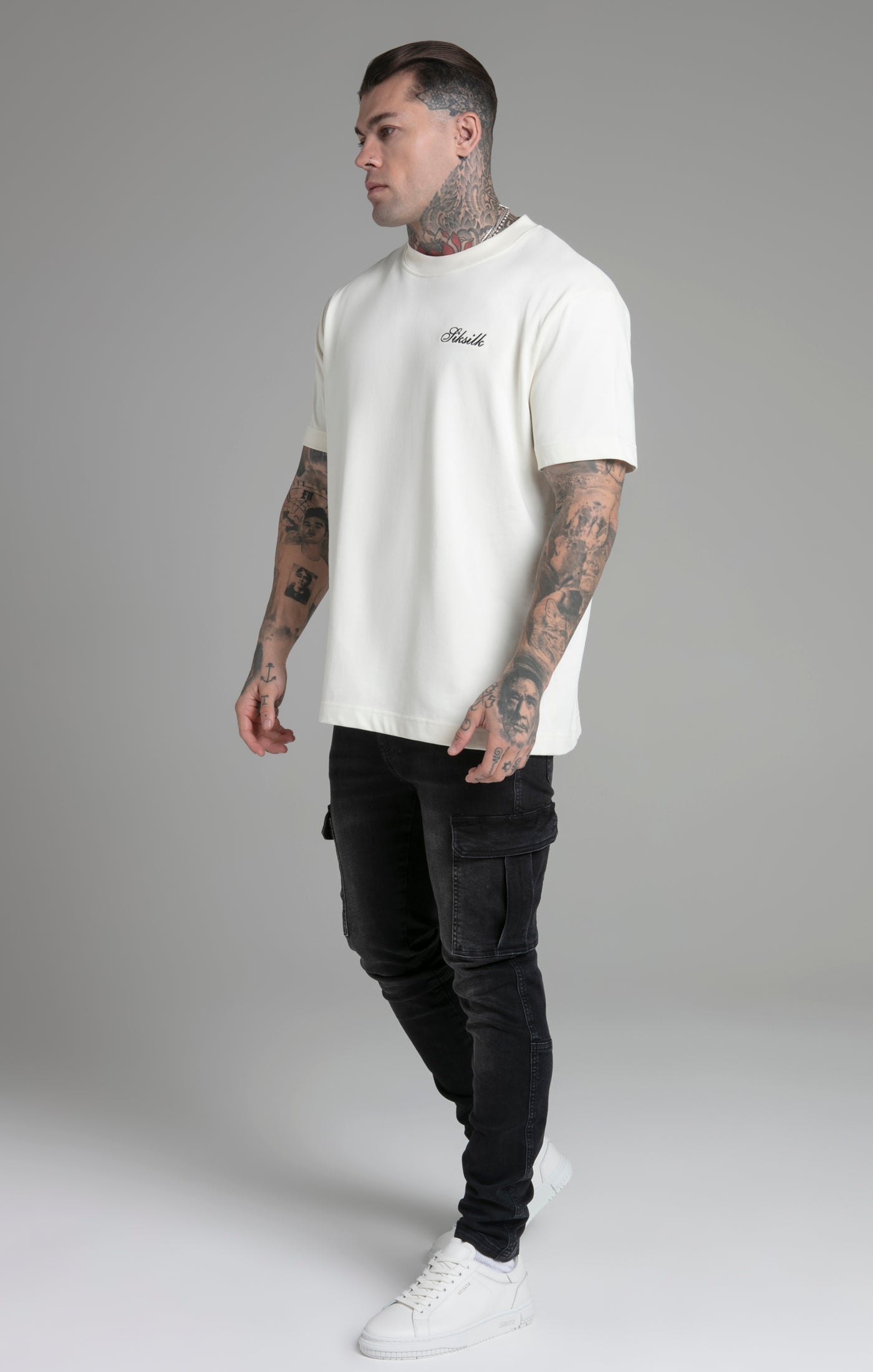 Graphic T-shirt in ecru T-shirts SikSilk   