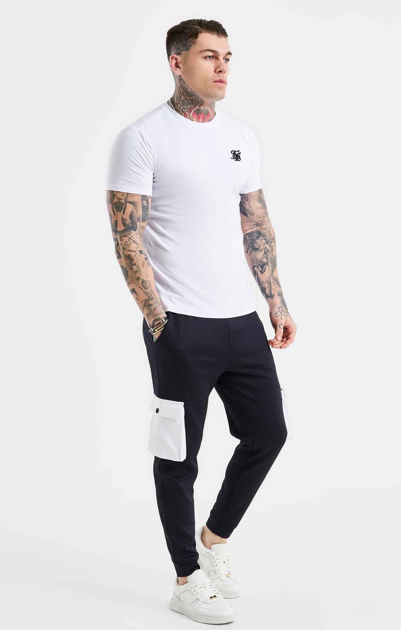 Essential Short Sleeve Muscle Fit T-Shirt in White T-Shirts SikSilk   