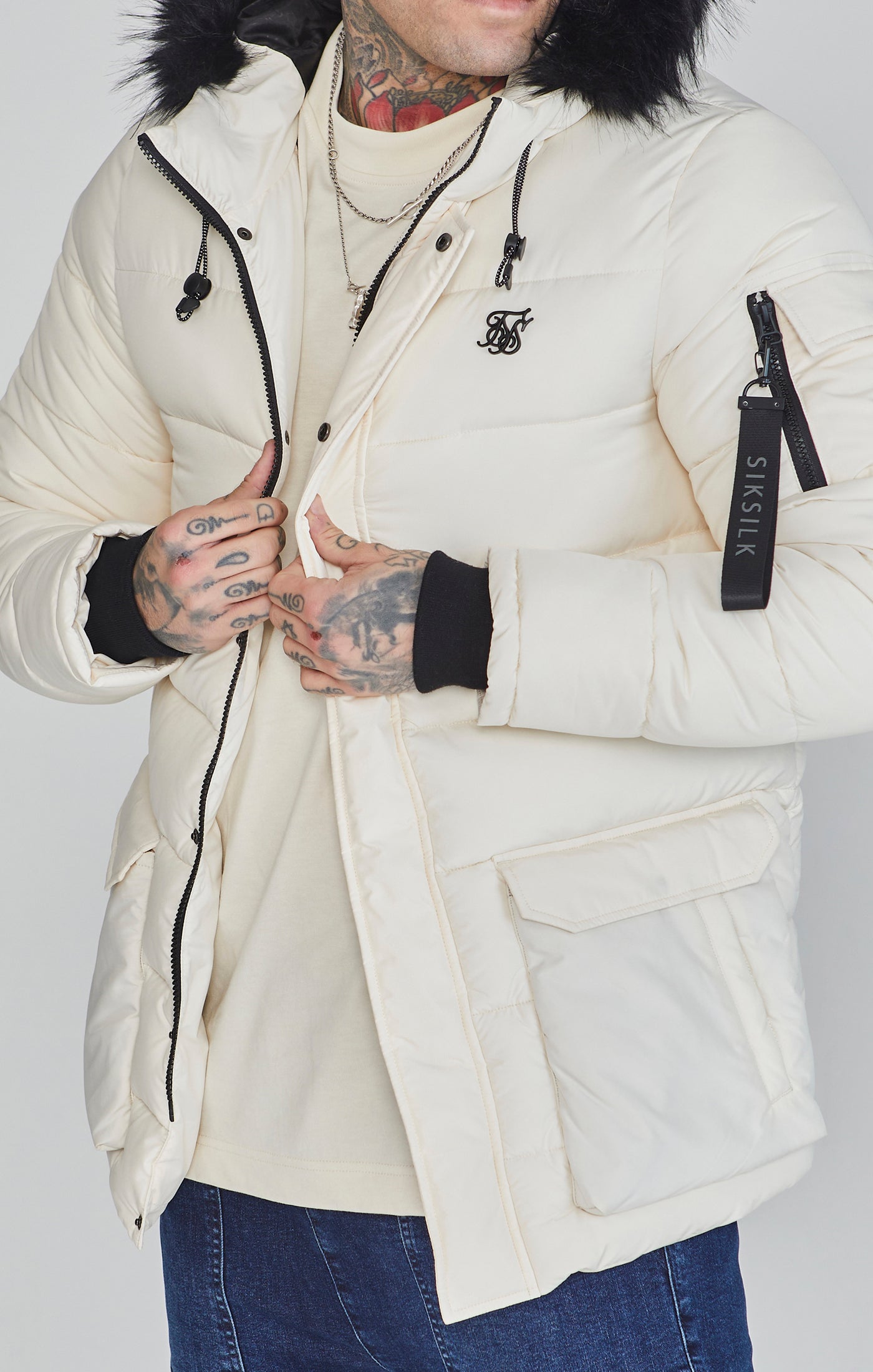 Parka in ecru Jackets SikSilk   