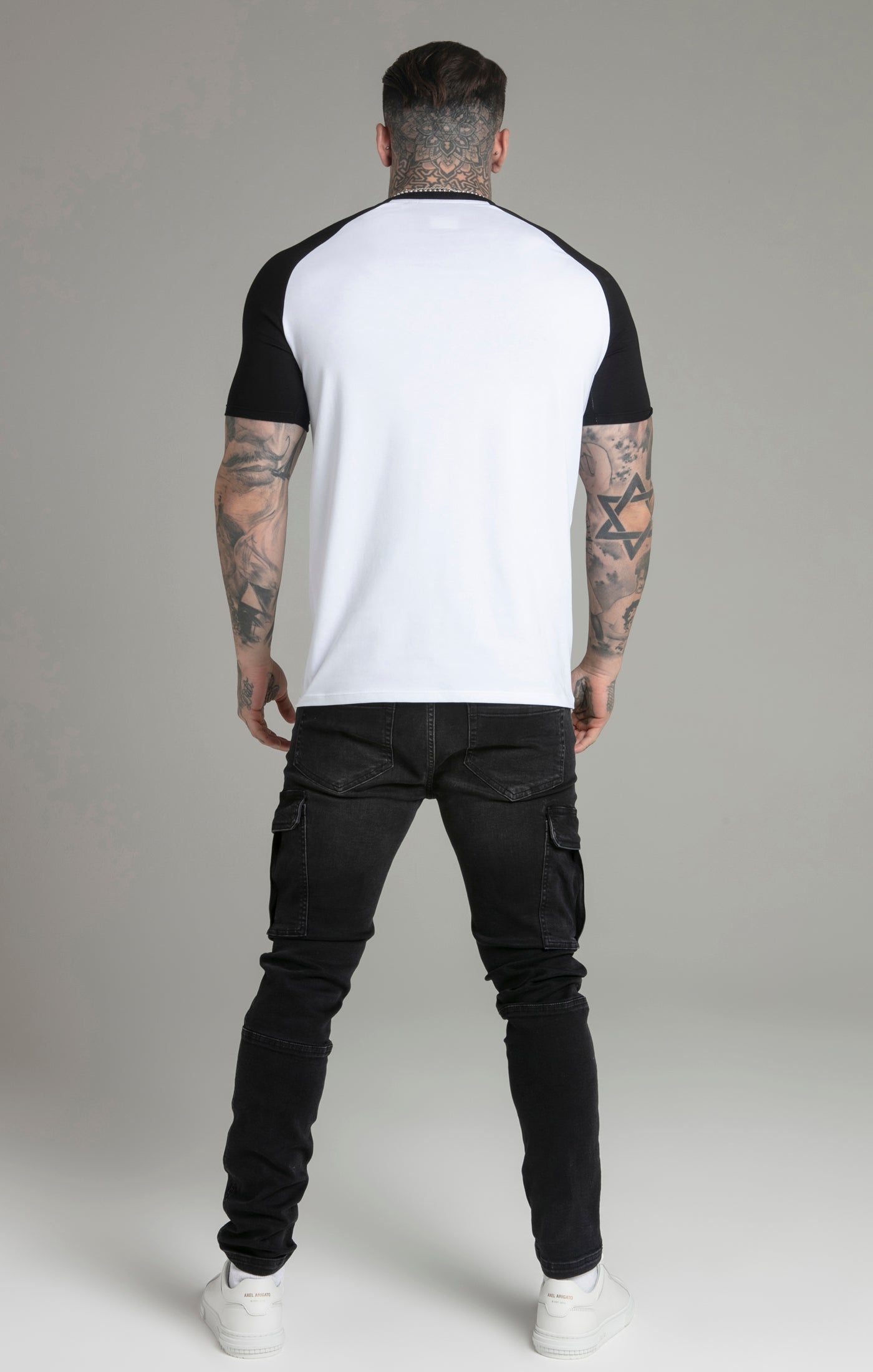 Raglan T-Shirt in White/Black T-Shirts SikSilk   