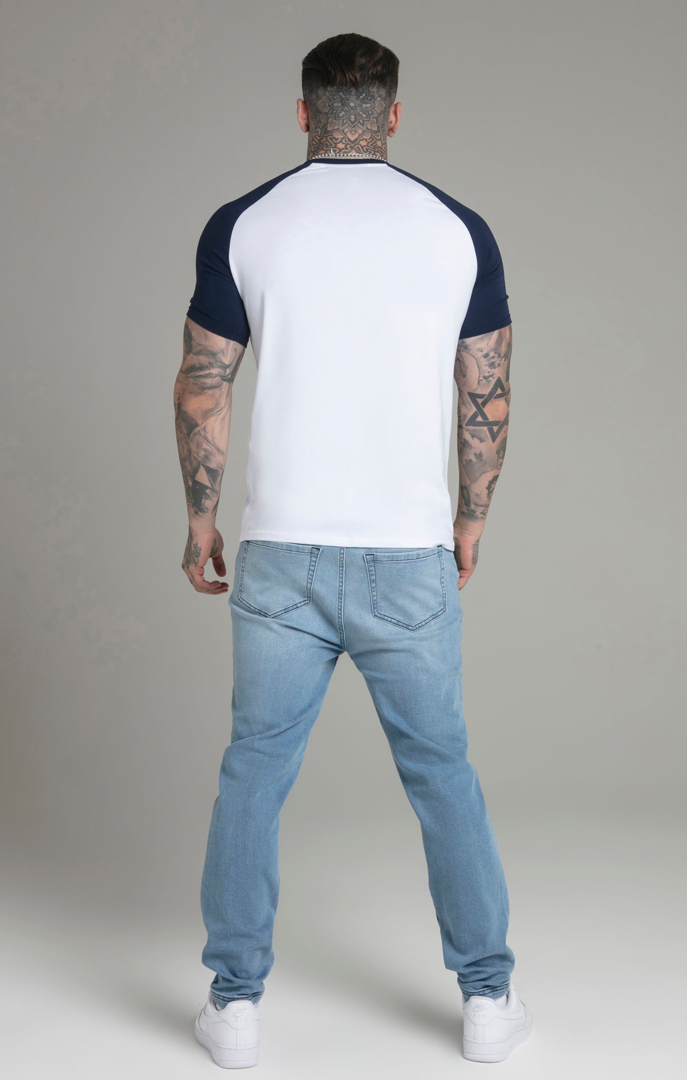 Raglan T-Shirt in White/Navy T-Shirts SikSilk   