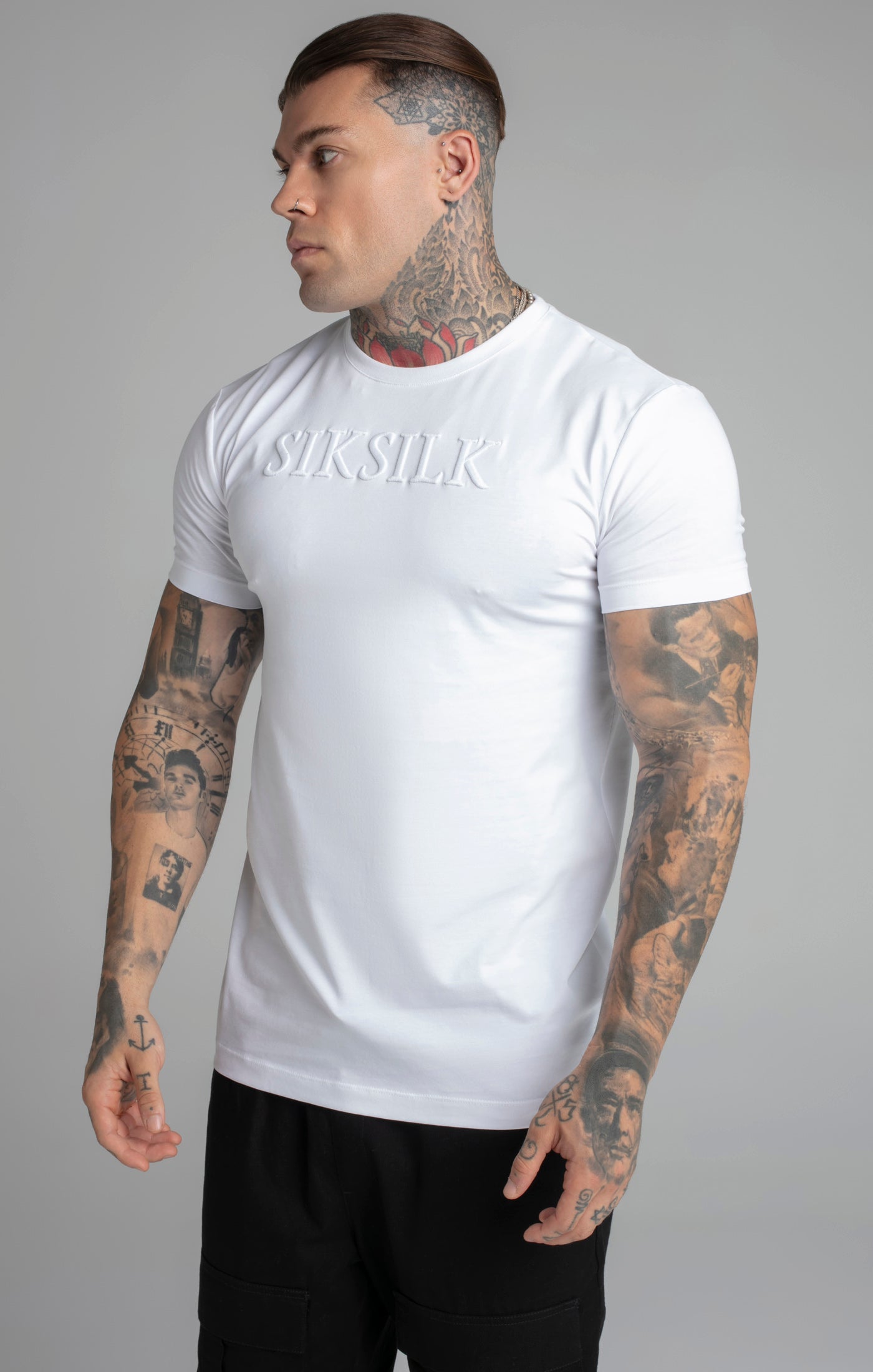 Muscle Fit T-Shirt in White T-Shirts SikSilk   