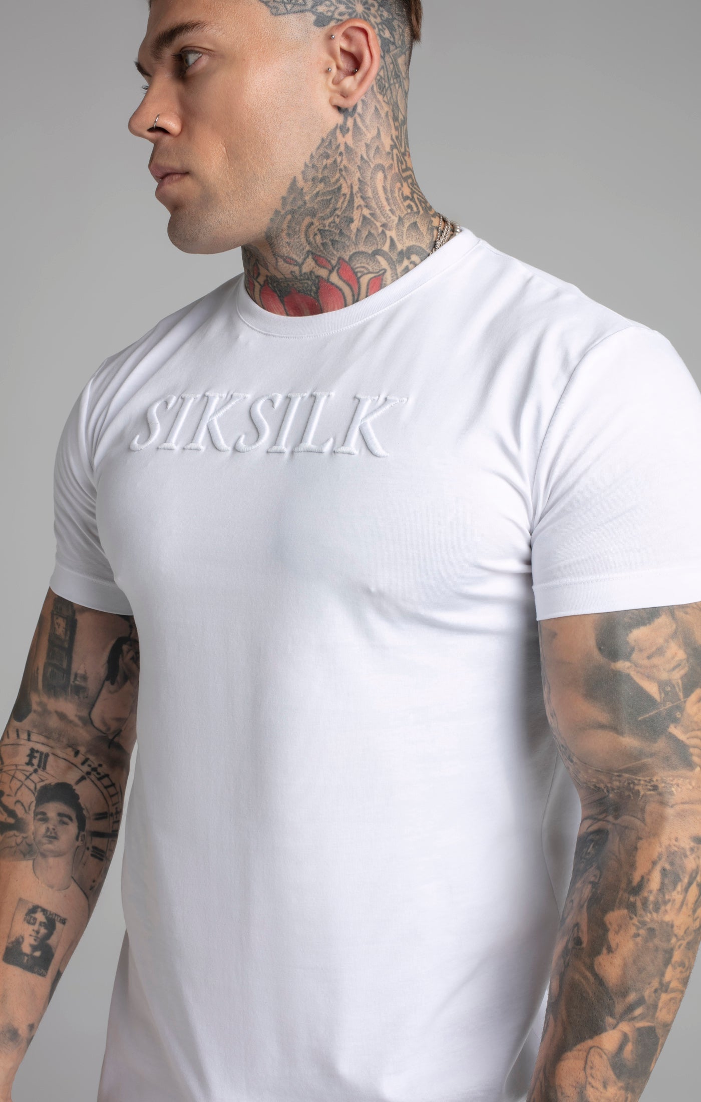 Muscle Fit T-Shirt in White T-Shirts SikSilk   