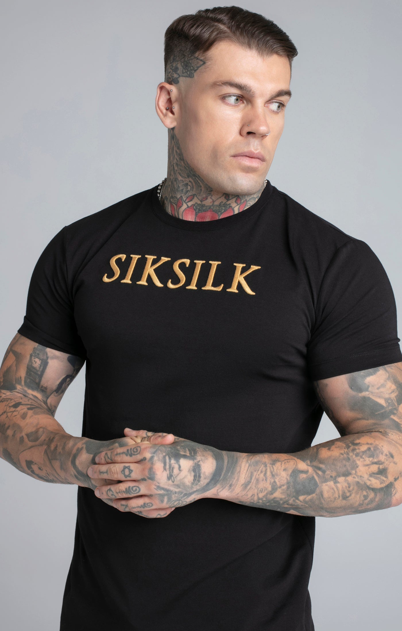 Muscle Fit T-Shirt in Black T-Shirts SikSilk   