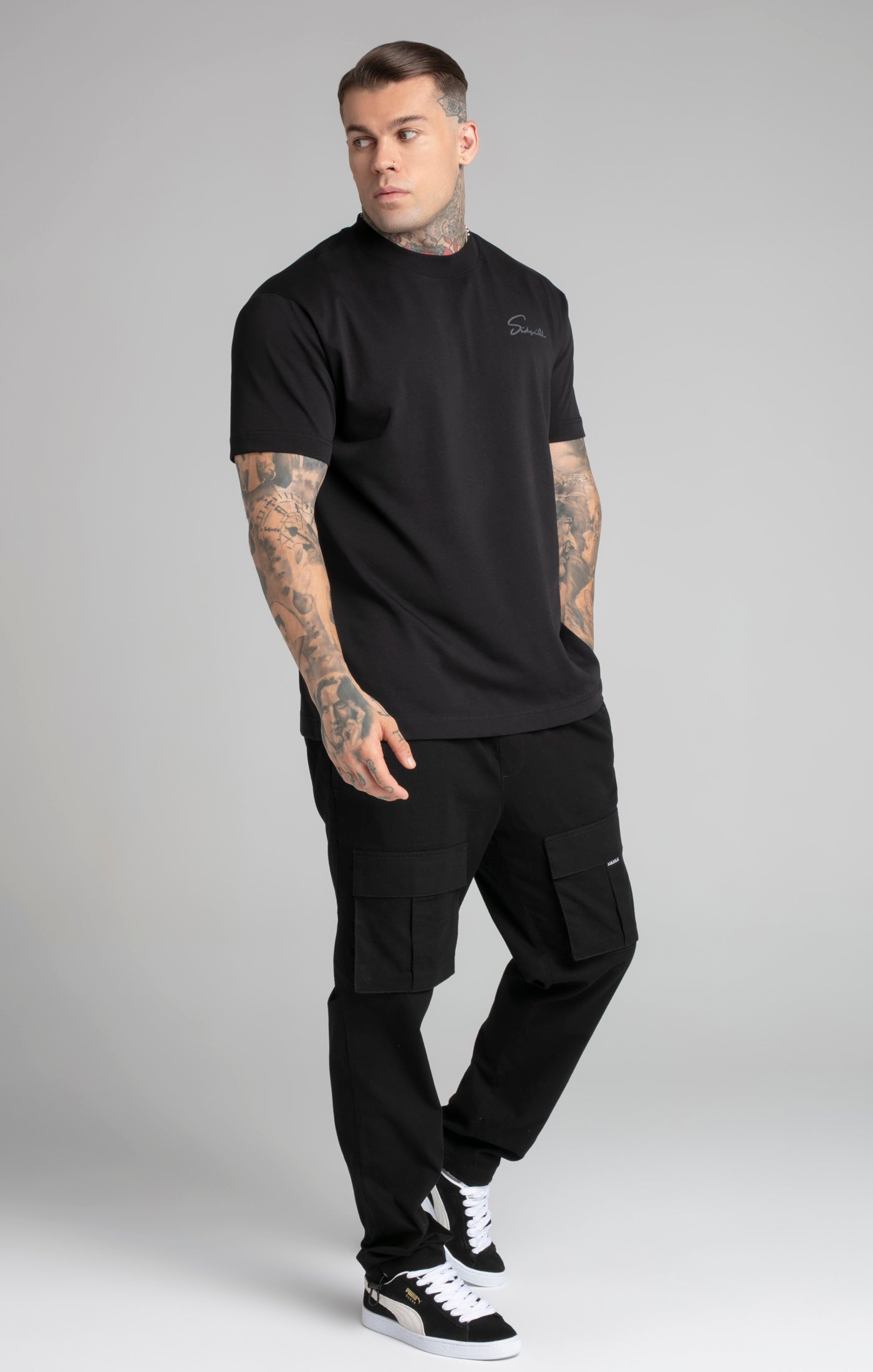 Script T-Shirt in Black T-Shirts SikSilk   