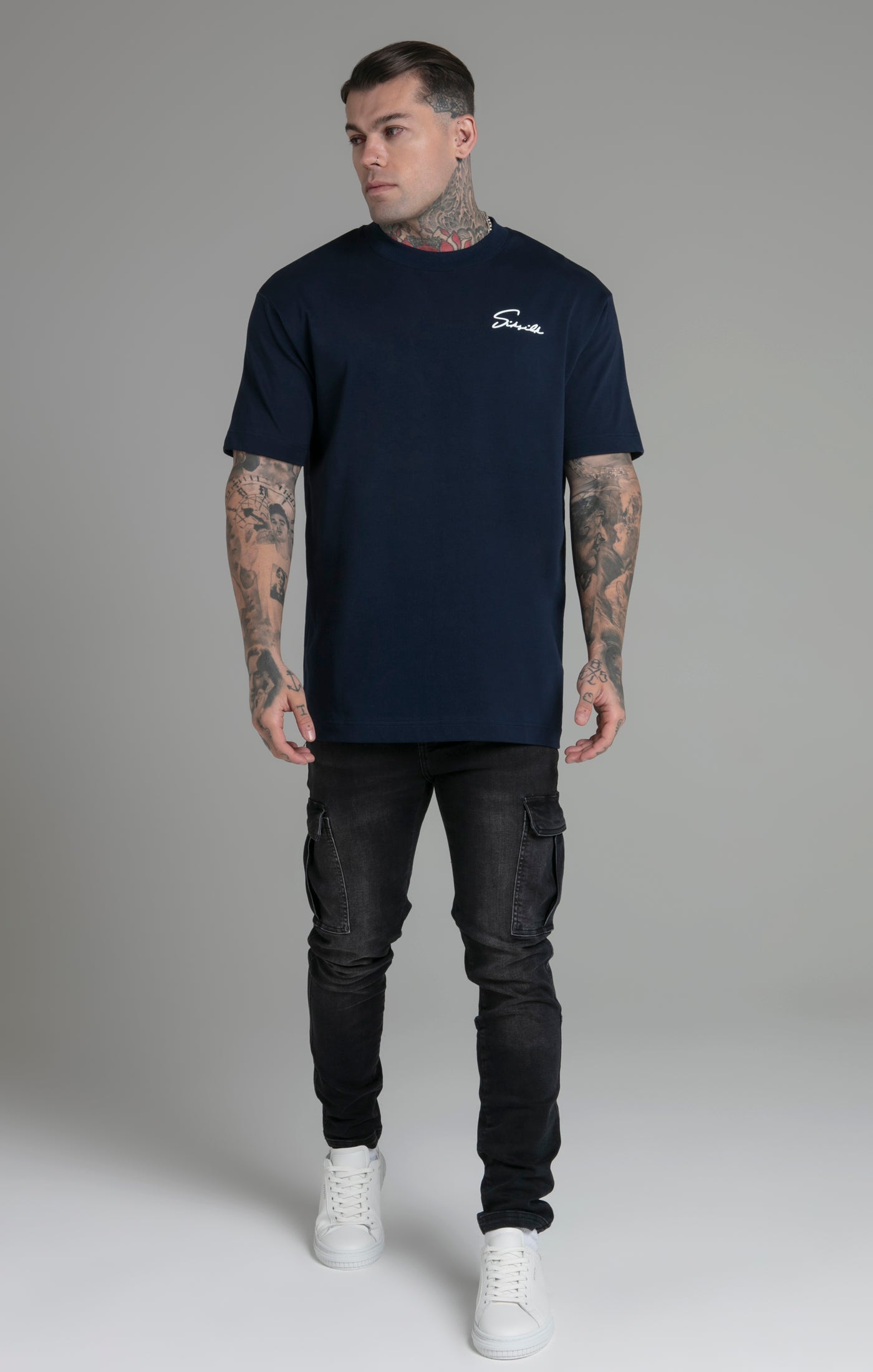 Script T-Shirt in Blue T-Shirts SikSilk   