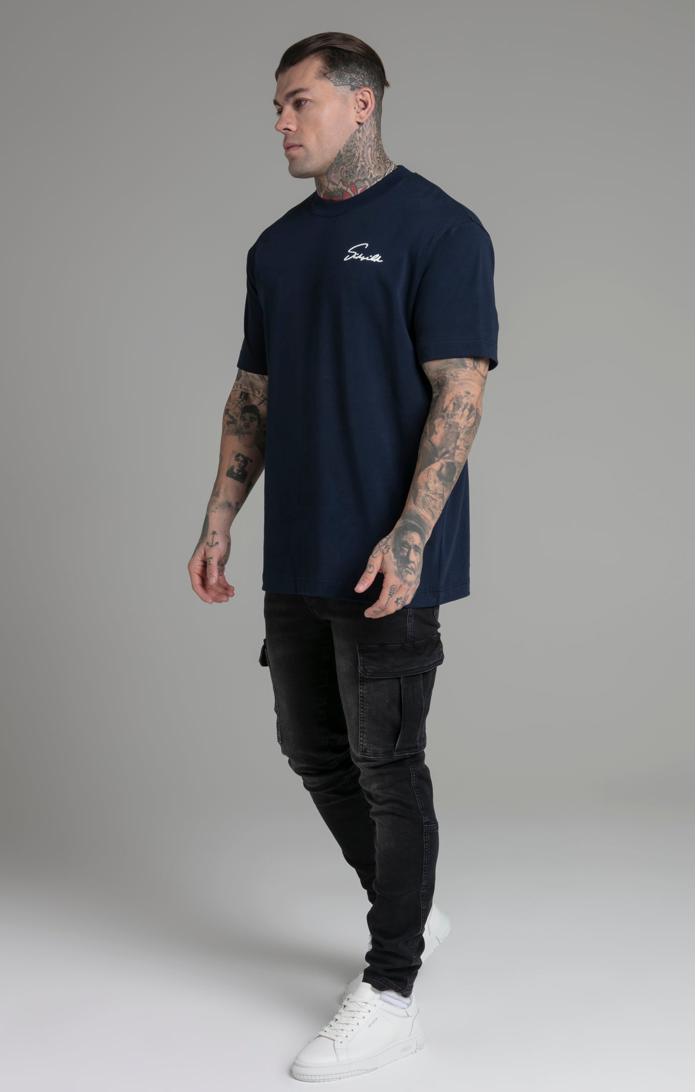 Script T-Shirt in Blue T-Shirts SikSilk   