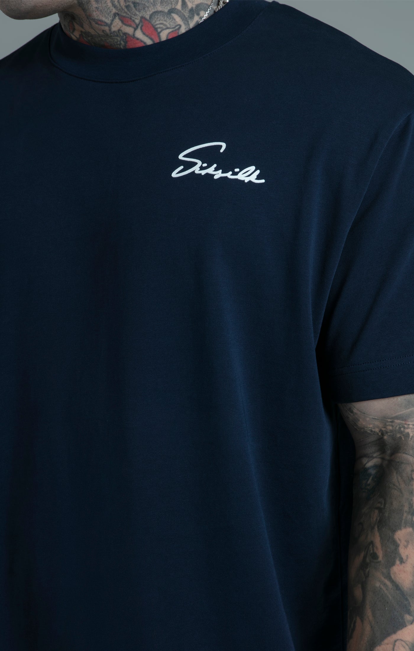 Script T-Shirt in Blue T-Shirts SikSilk   