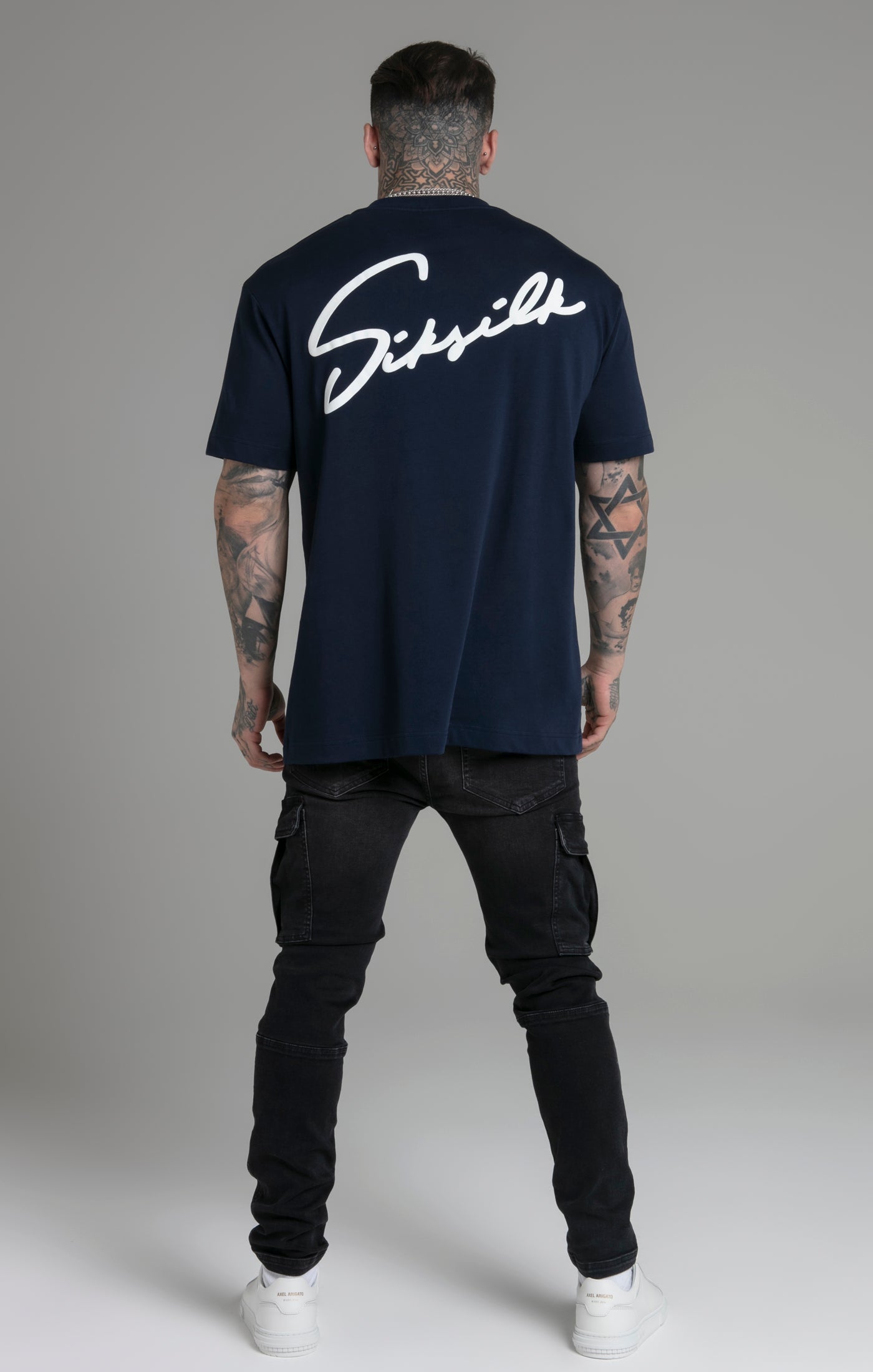 Script T-Shirt in Blue T-Shirts SikSilk   