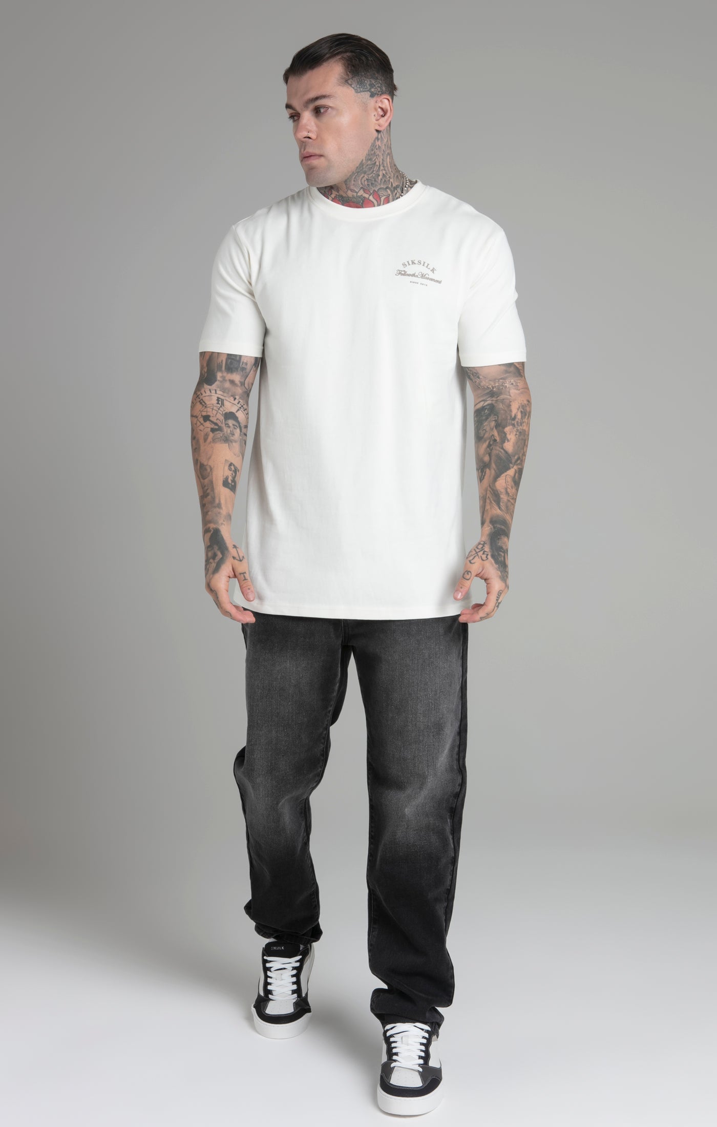 Relaxed fit T-shirt in ecru T-shirts SikSilk   