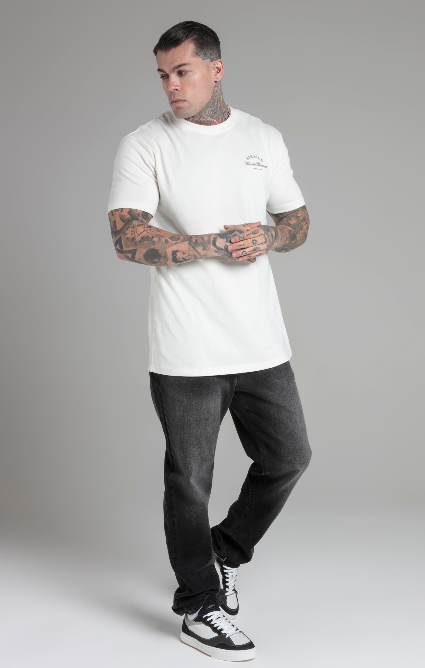 Relaxed fit T-shirt in ecru T-shirts SikSilk   