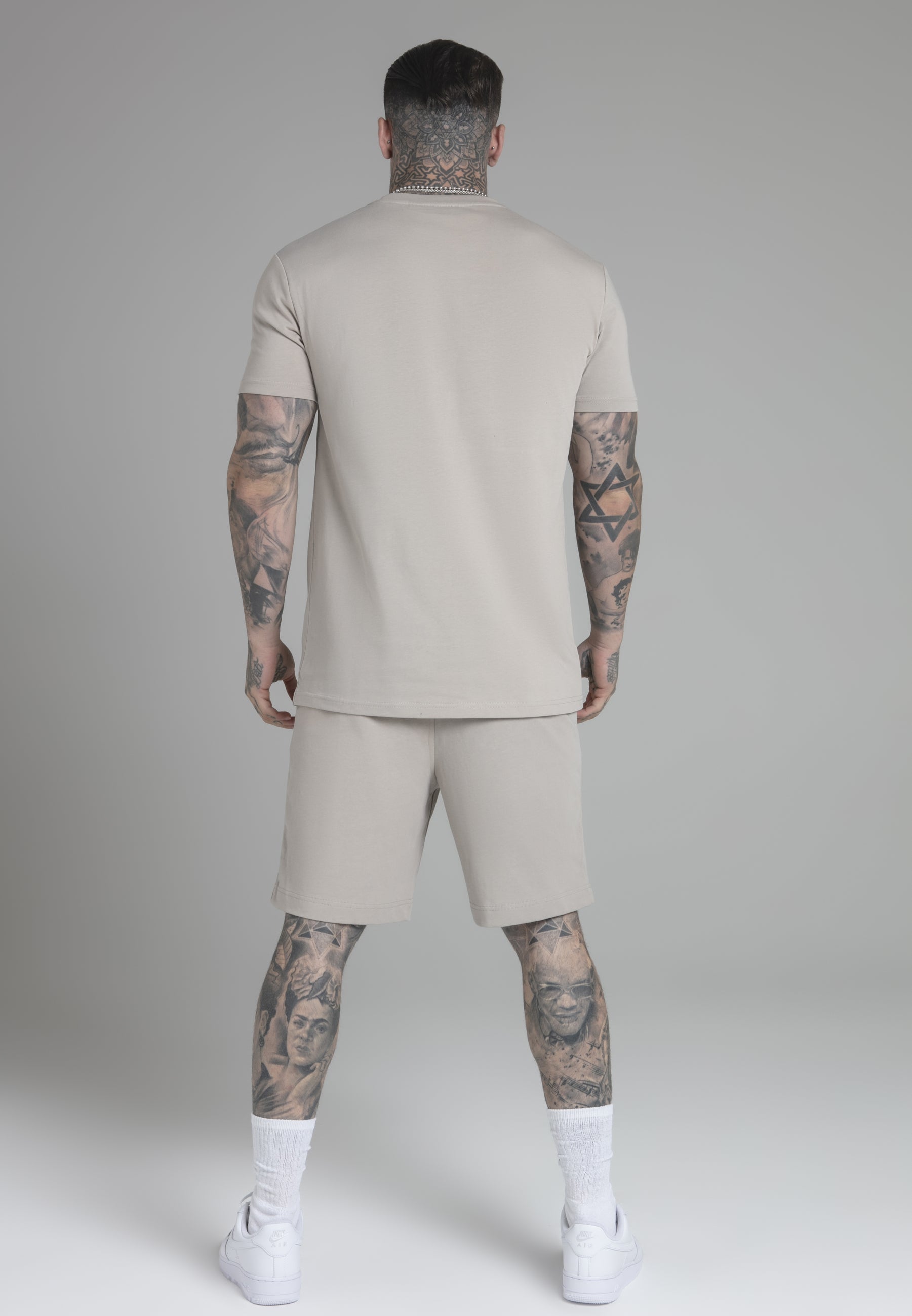 T-Shirt and Shorts Set in Beige Sets SikSilk   