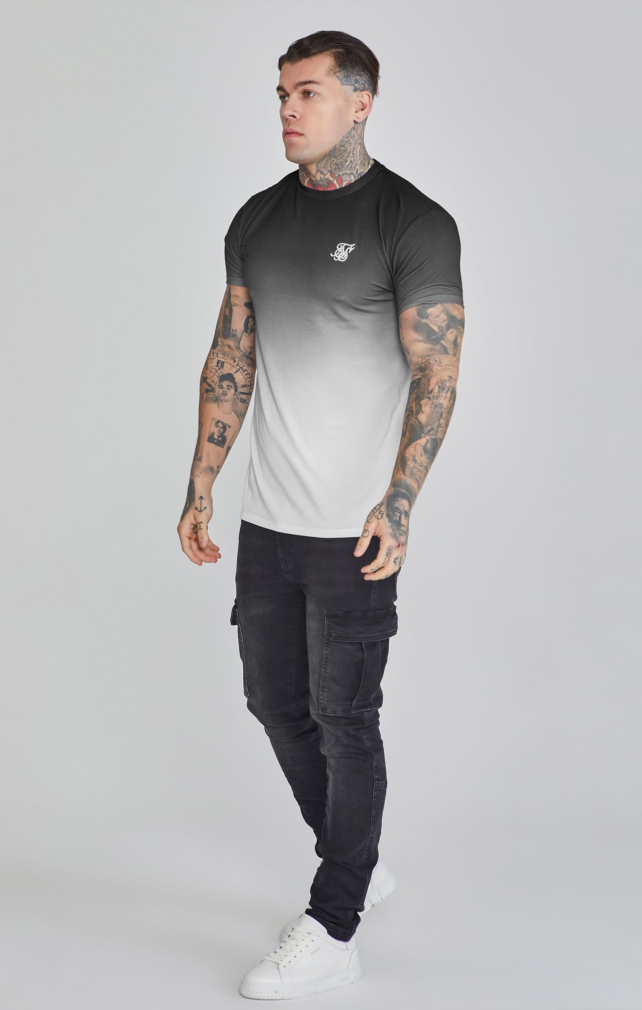 Fade T-Shirt in Black, Grey T-Shirts SikSilk   