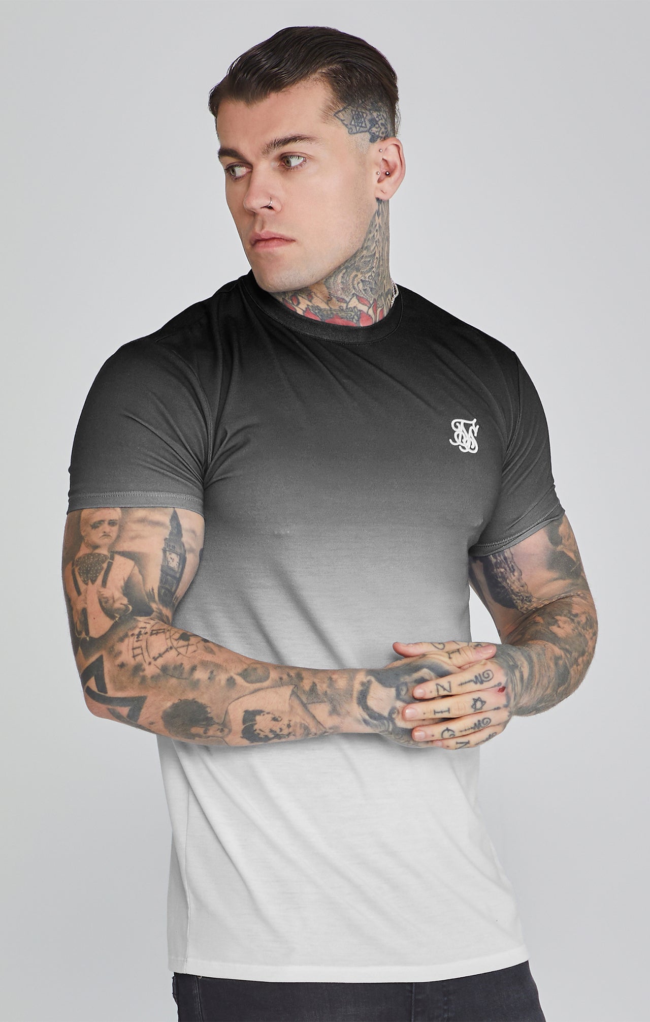 Fade T-Shirt in Black, Grey T-Shirts SikSilk   