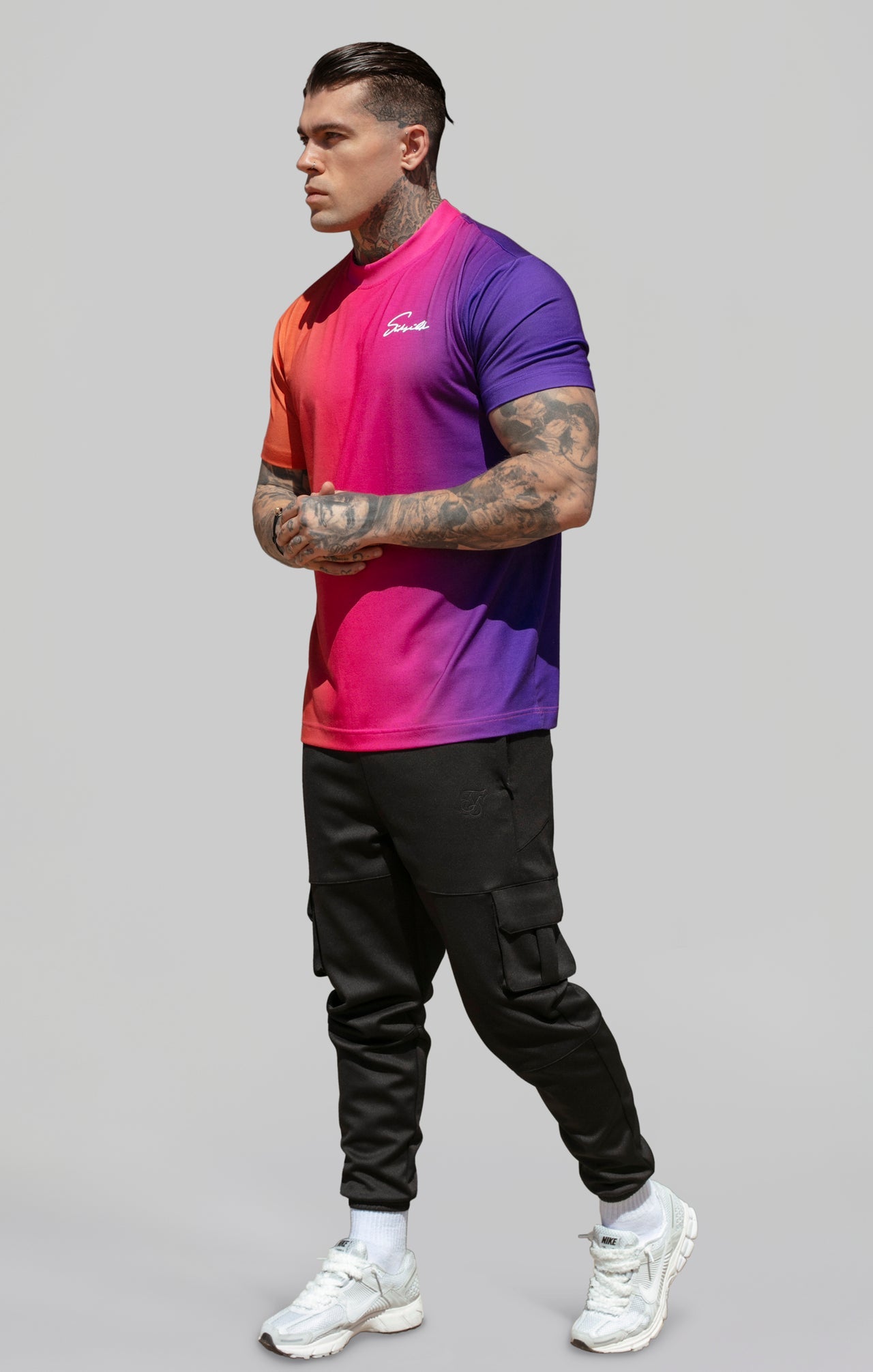 Script Fade T-Shirt in Pink, Purple T-Shirts SikSilk   