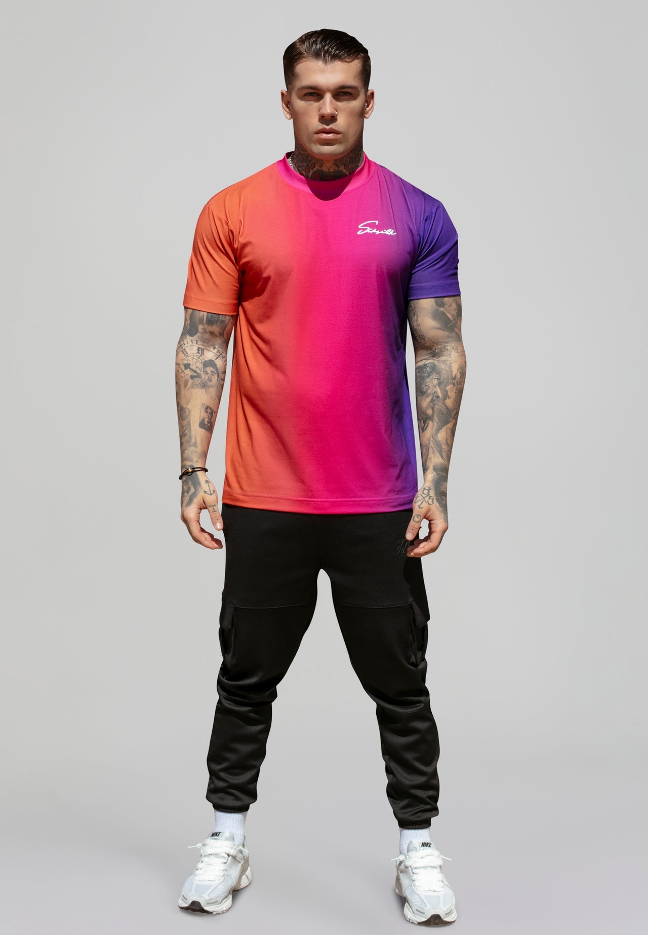 Script Fade T-Shirt in Pink, Purple T-Shirts SikSilk   