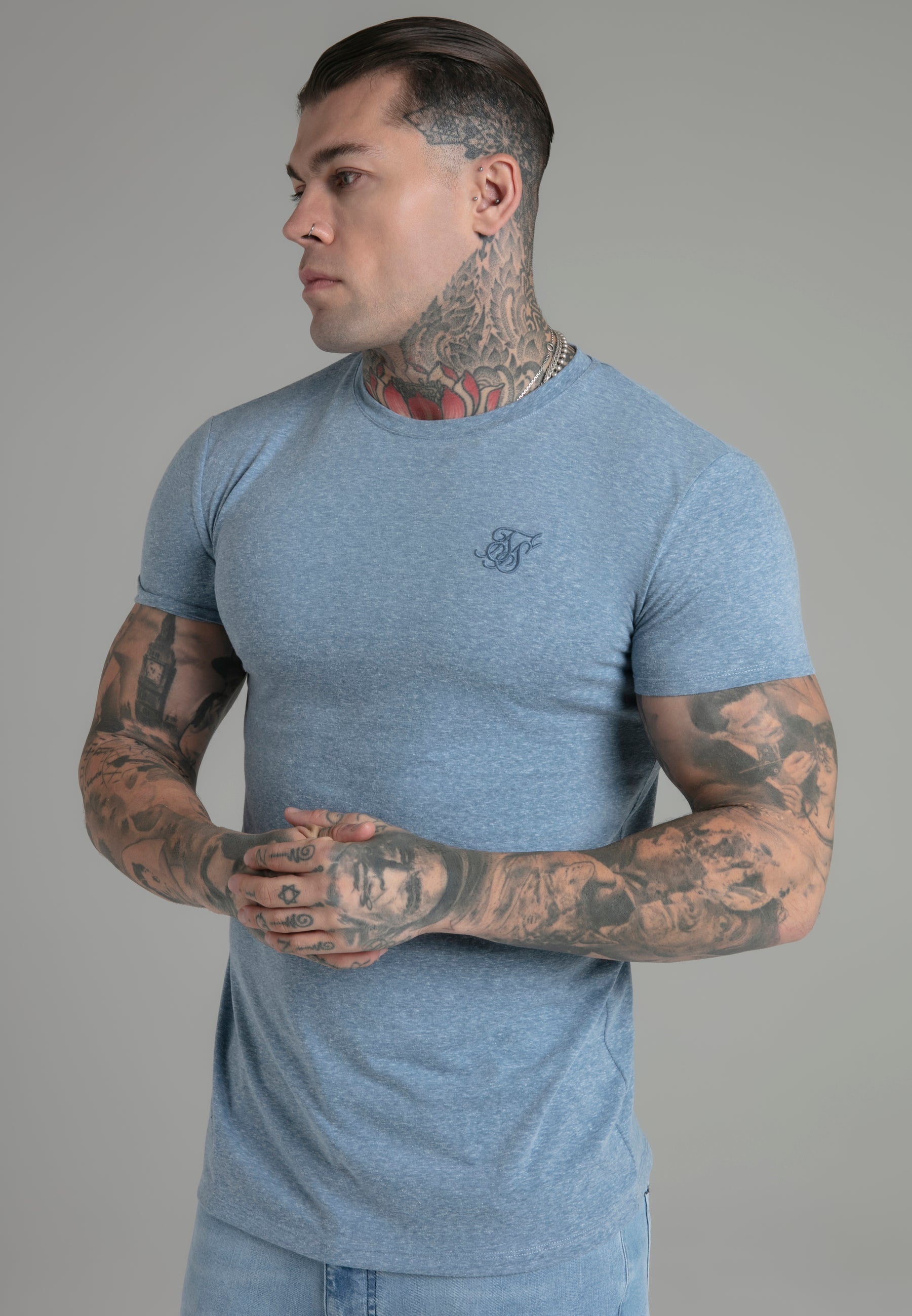 Marl T-Shirt in Blue T-Shirts SikSilk   