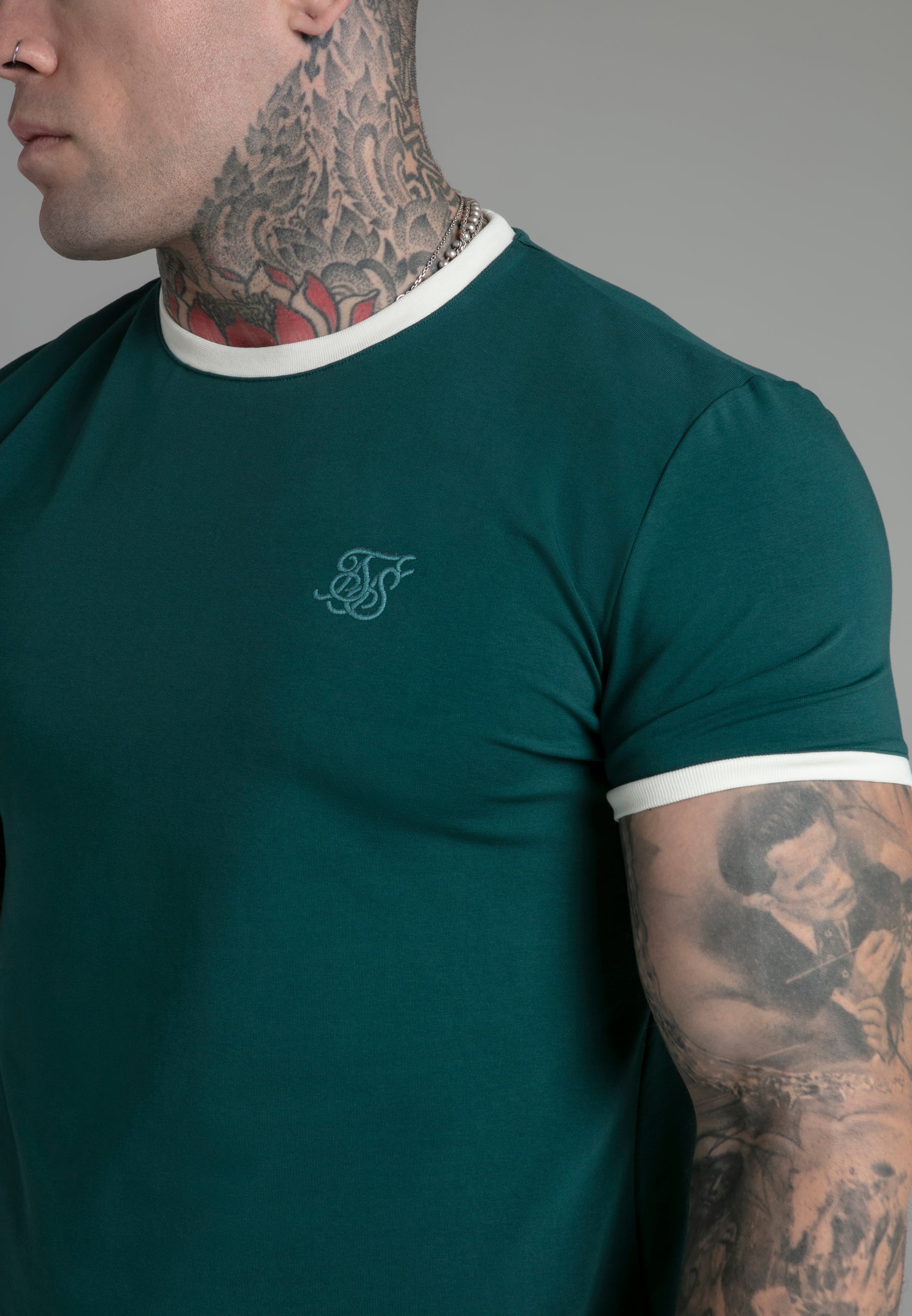 Ringer T-Shirt in Green T-Shirts SikSilk   