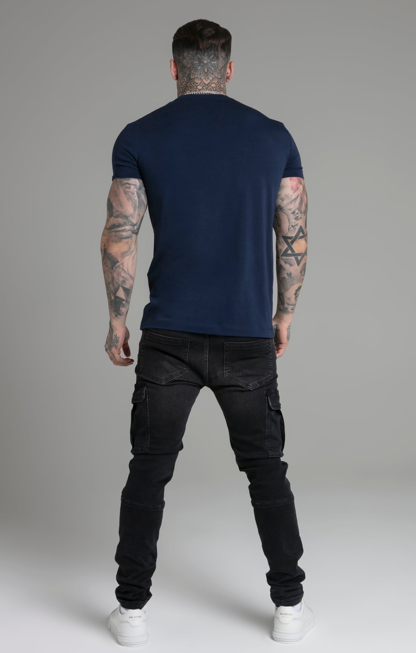 Muscle Fit T-Shirt in Navy T-Shirts SikSilk   