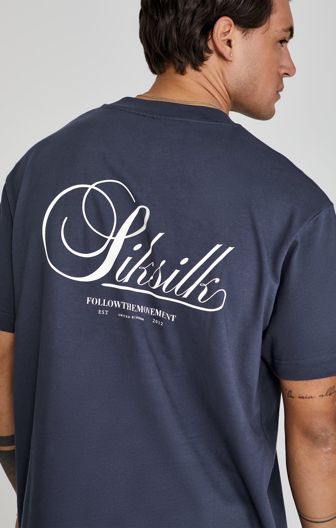 Graphic T-Shirt in Navy T-Shirts SikSilk   