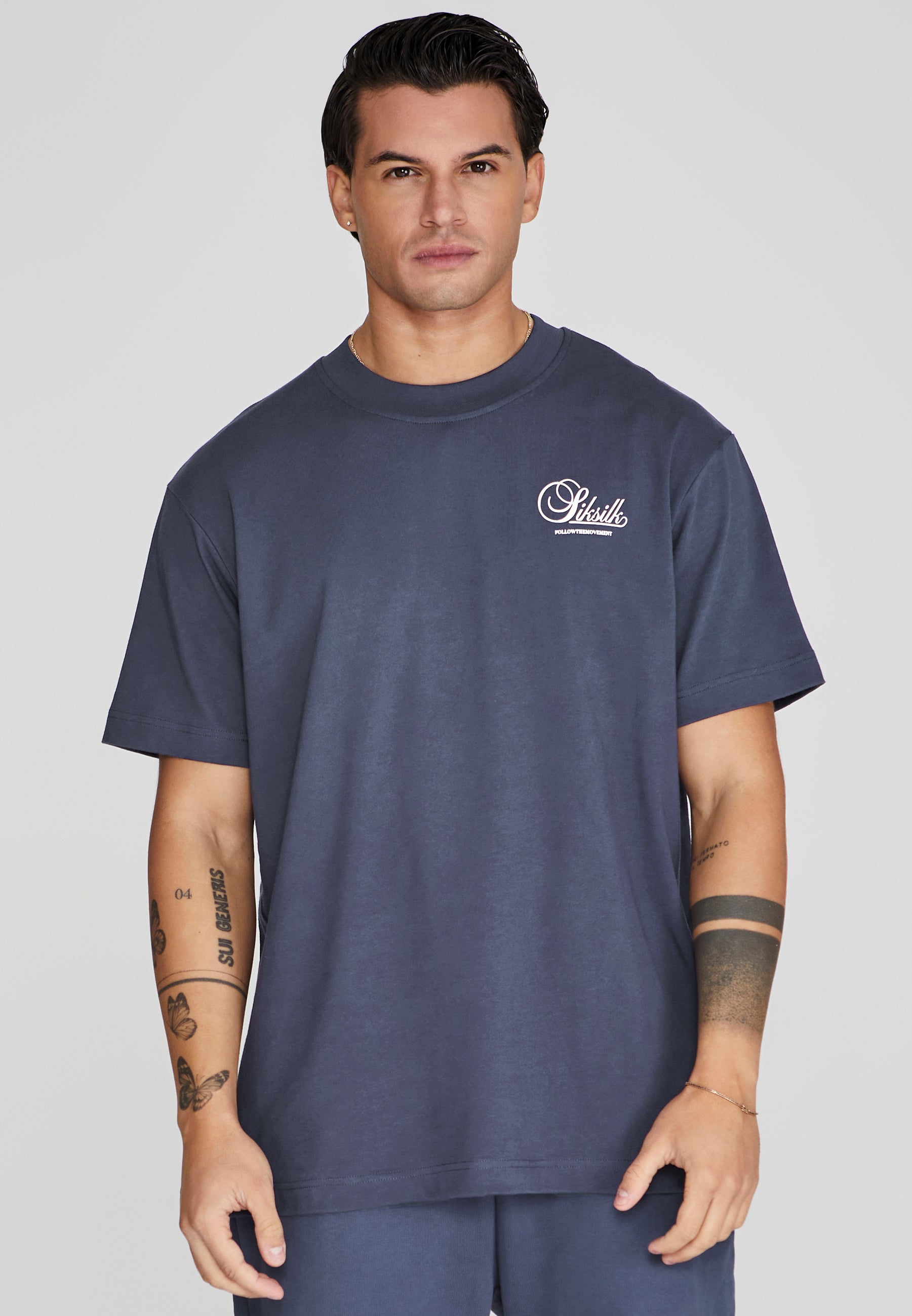 Graphic T-Shirt in Navy T-Shirts SikSilk   