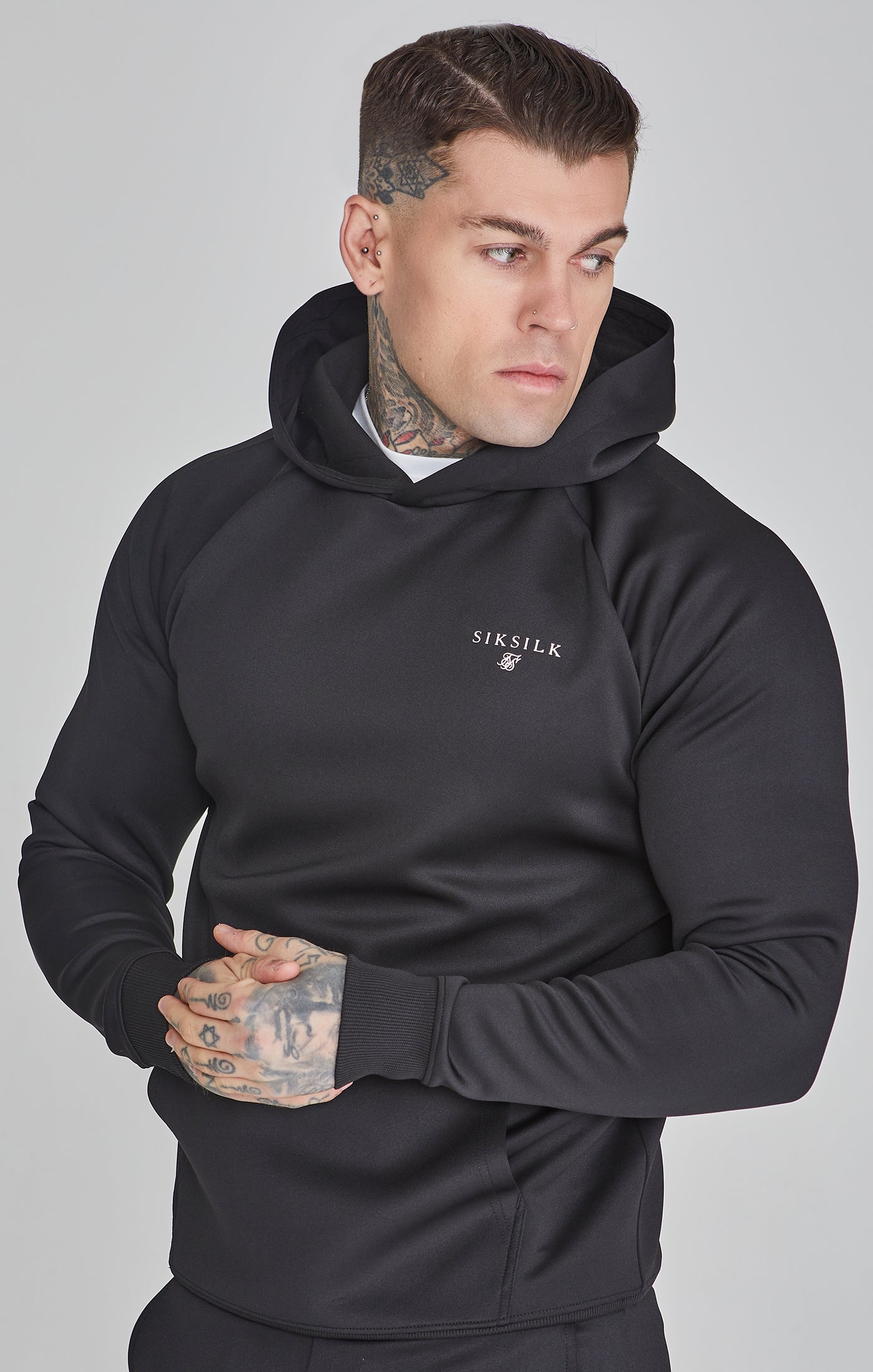 Essentials Poly Hoodie in Black Hoodie SikSilk   