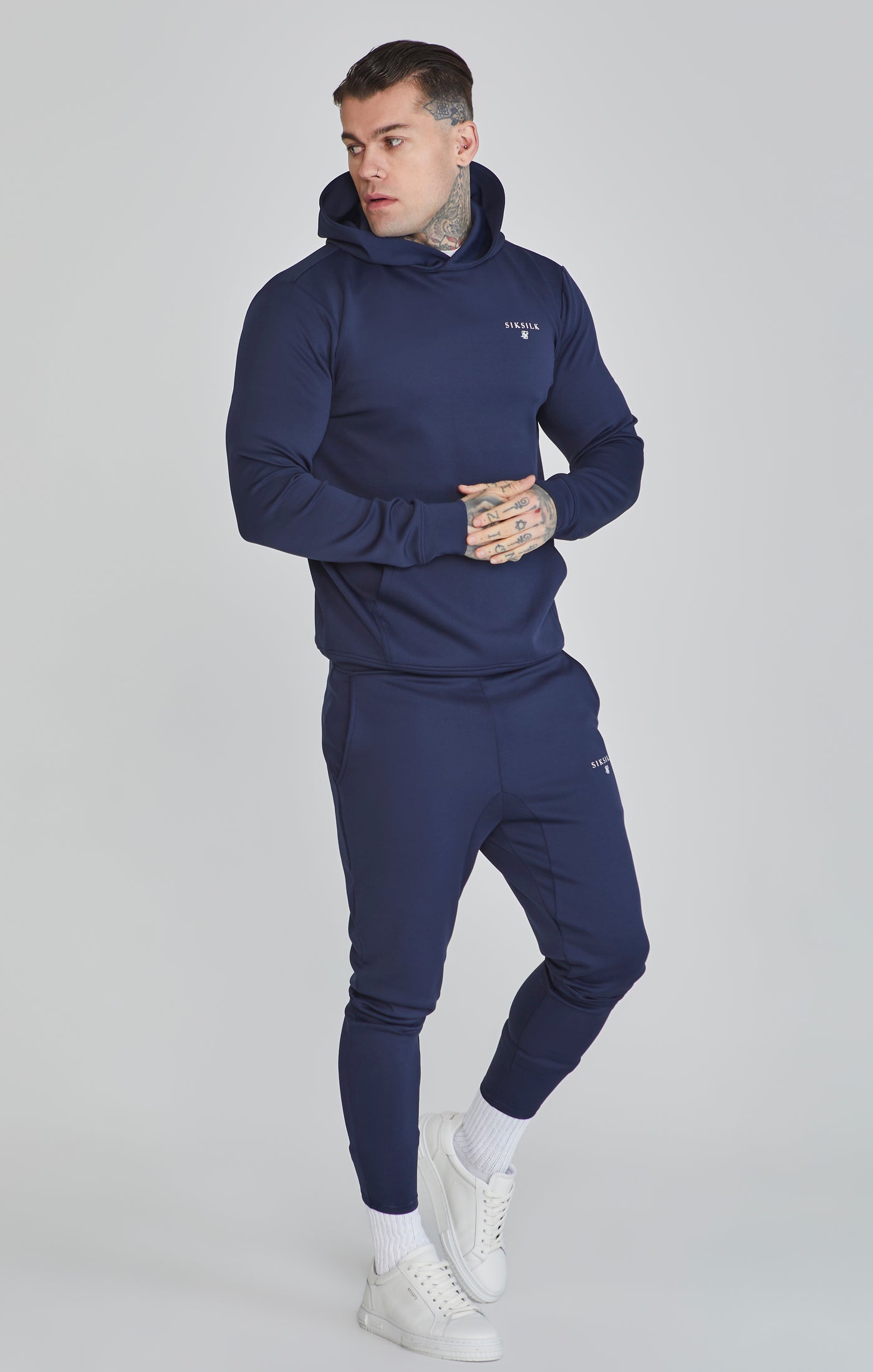 Essentials Poly Hoodie in Navy Hoodie SikSilk   