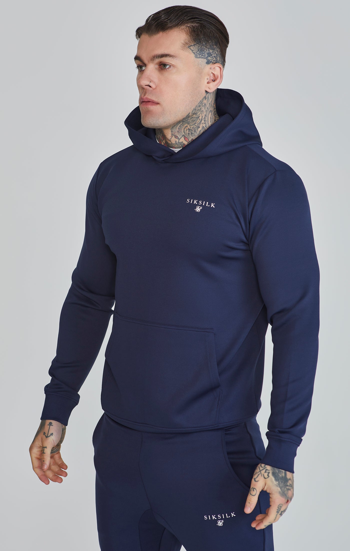 Essentials Poly Hoodie in Navy Hoodie SikSilk   