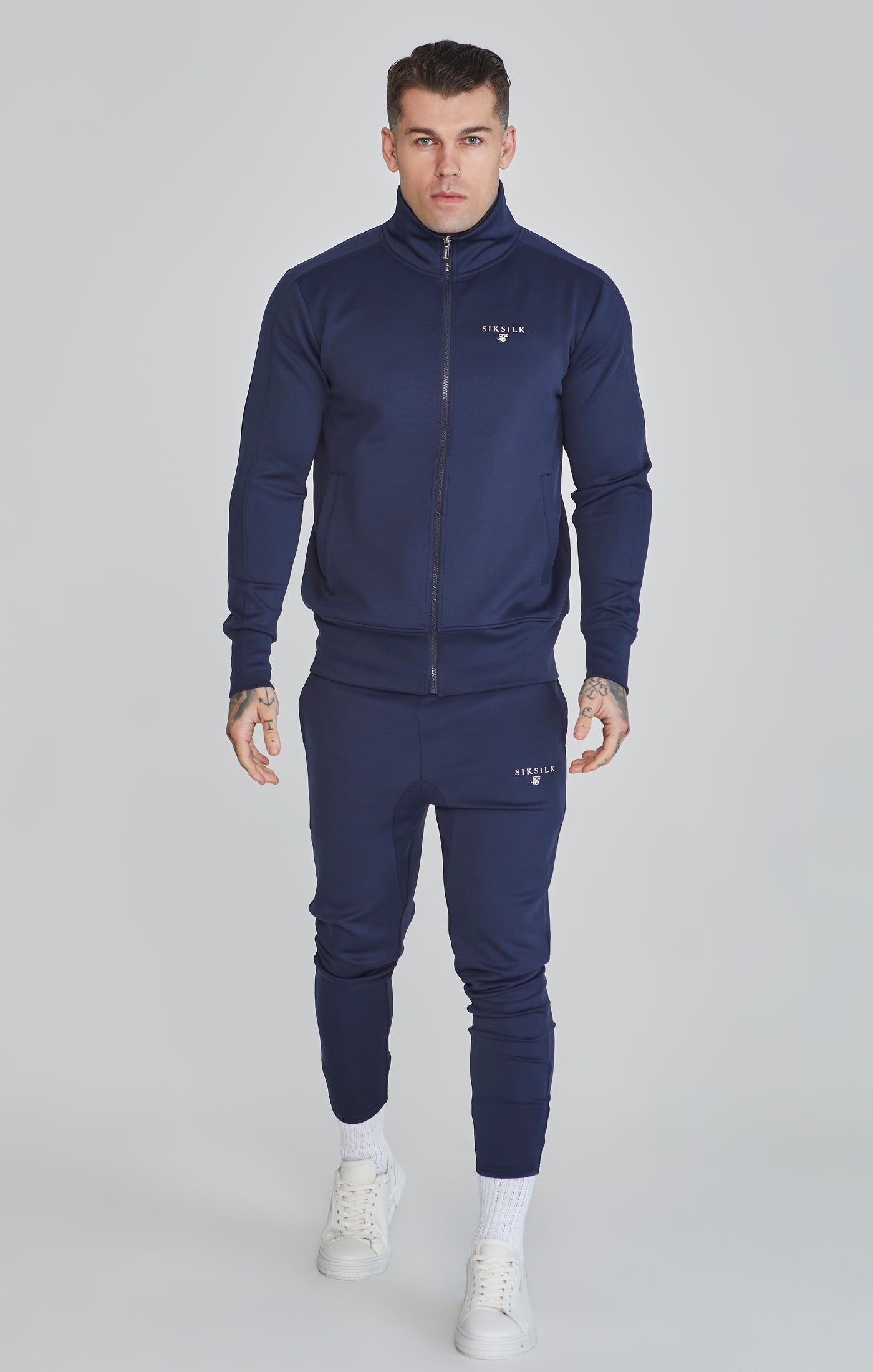 Essentials Poly Track Top in Navy Sweat Jackets SikSilk   