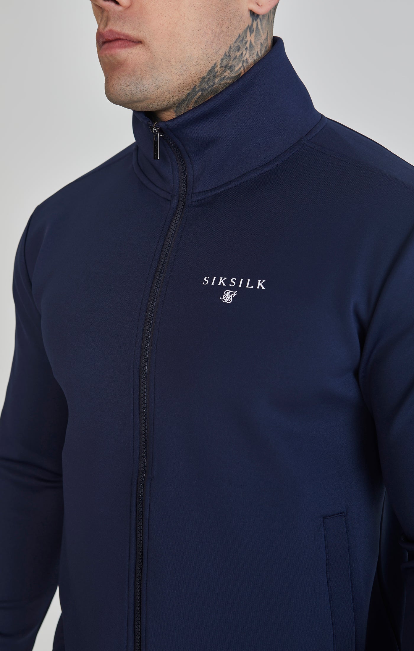 Essentials Poly Track Top in Navy Sweat Jackets SikSilk   