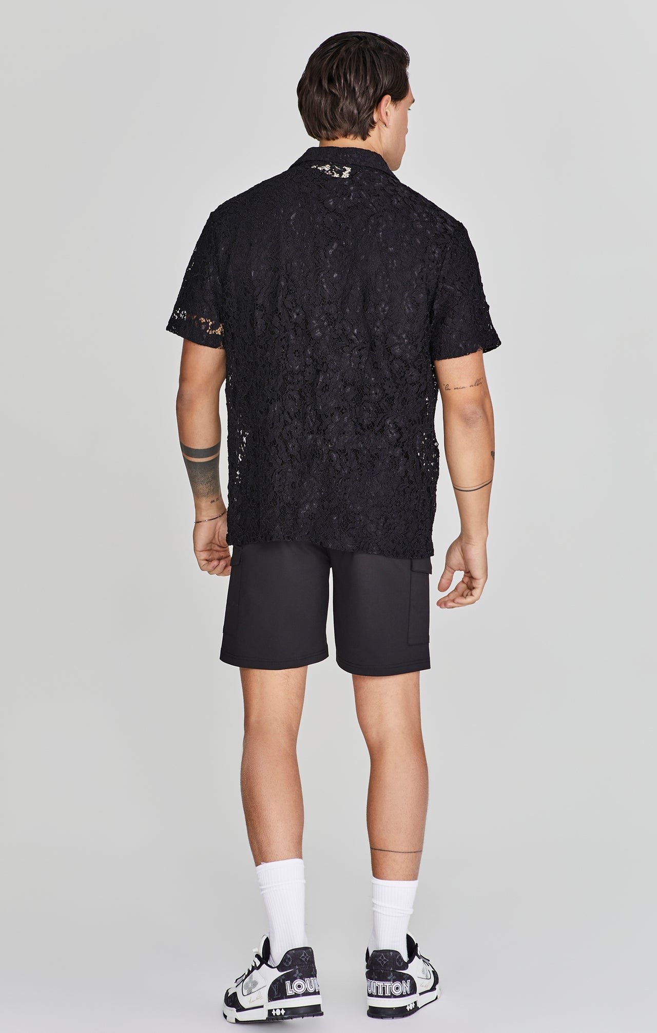 Lace Resort Shirt in Black Shirts SikSilk   