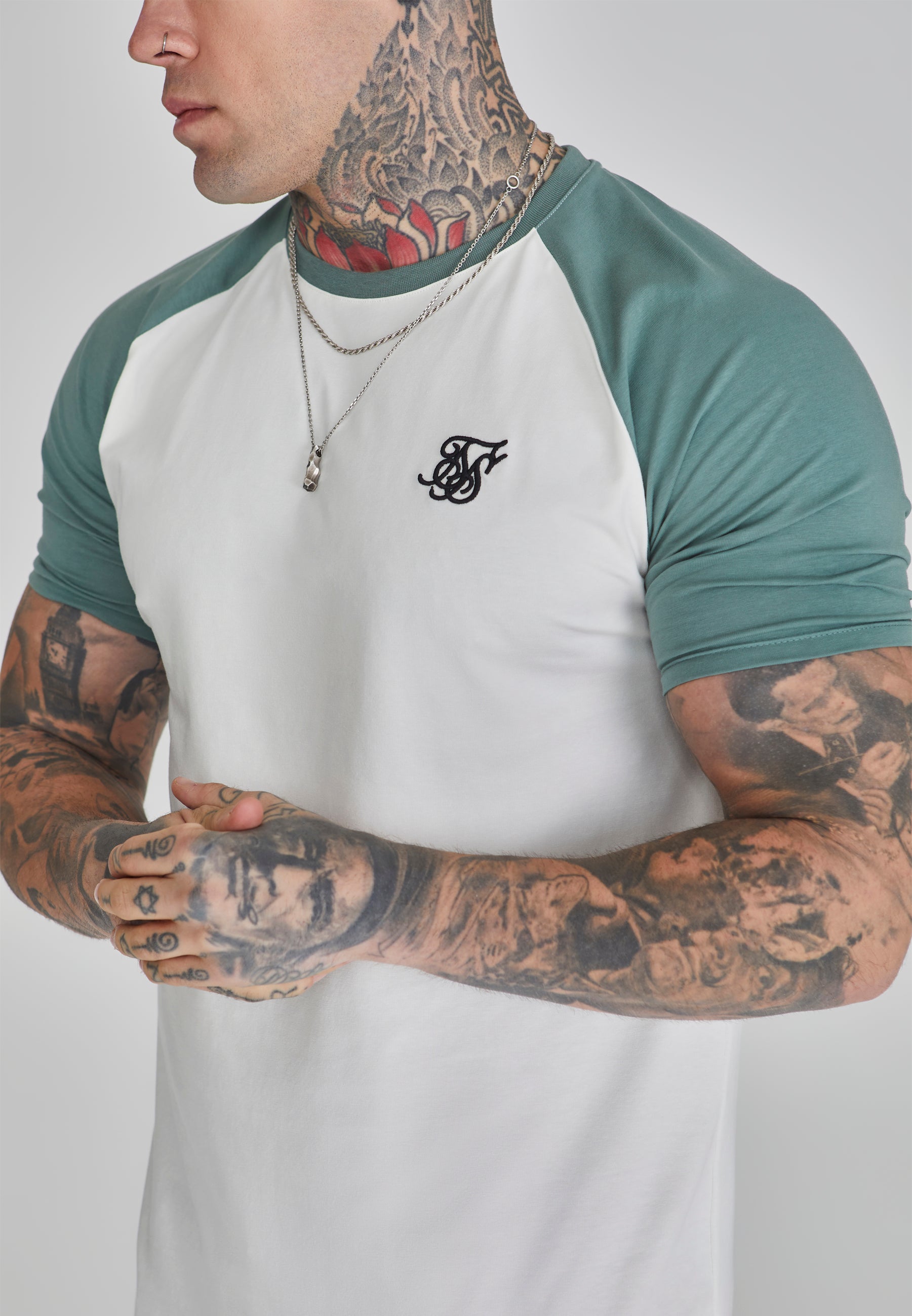 Raglan T-Shirt in Ecru/Green T-Shirts SikSilk   