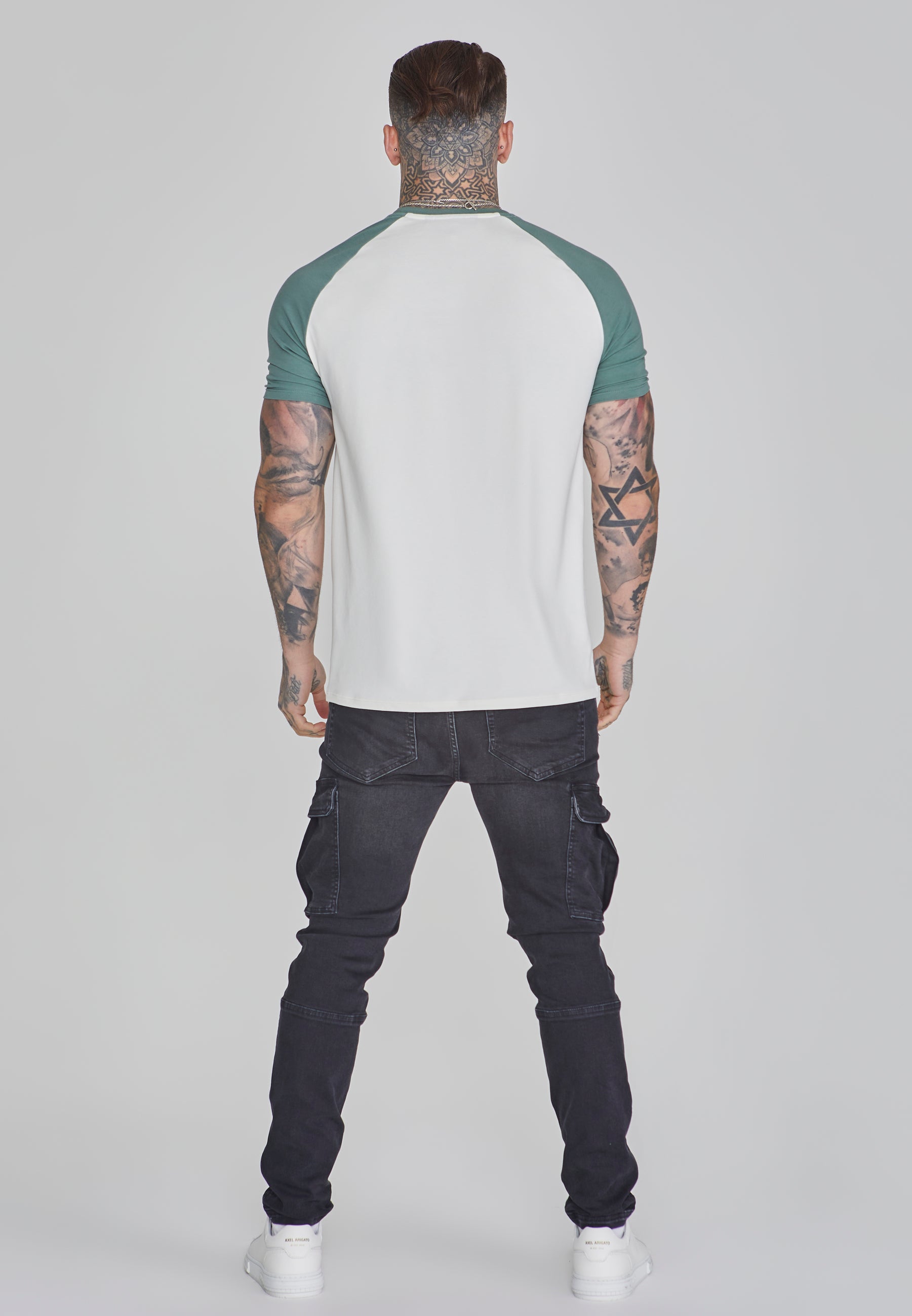 Raglan T-Shirt in Ecru/Green T-Shirts SikSilk   