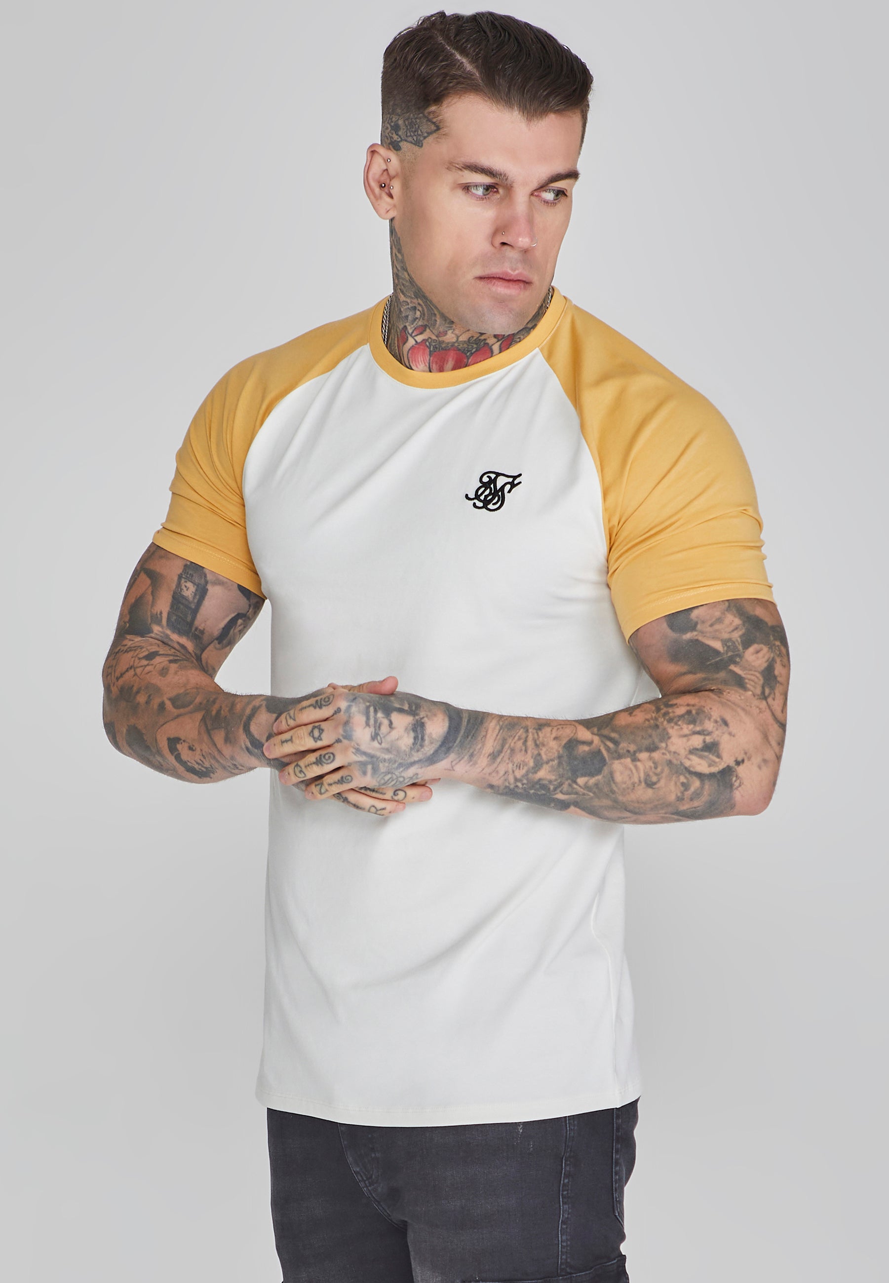 Raglan T-Shirt in Ecru/Yellow T-Shirts SikSilk   