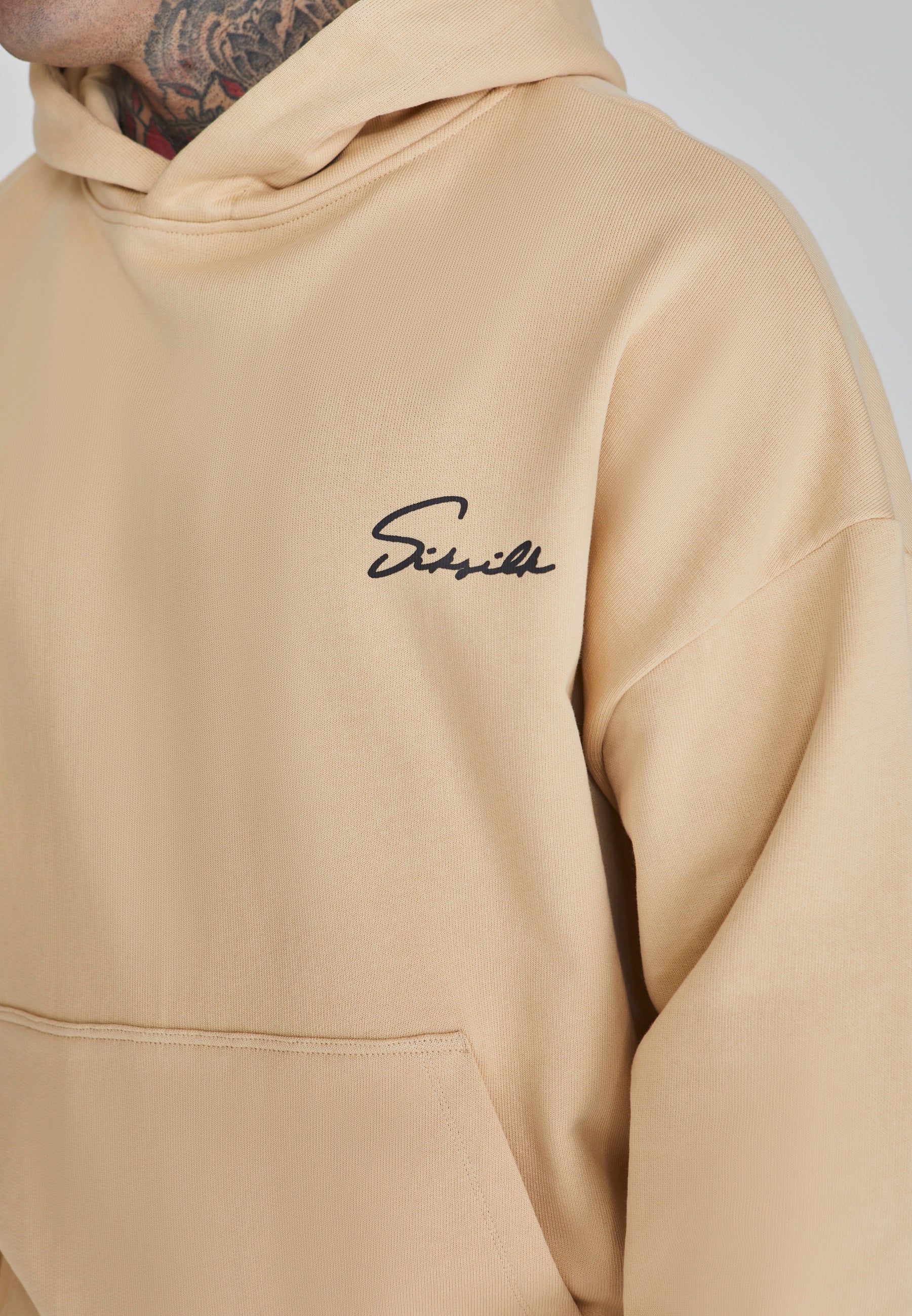 Script Hoodie in Beige Hoodie SikSilk   