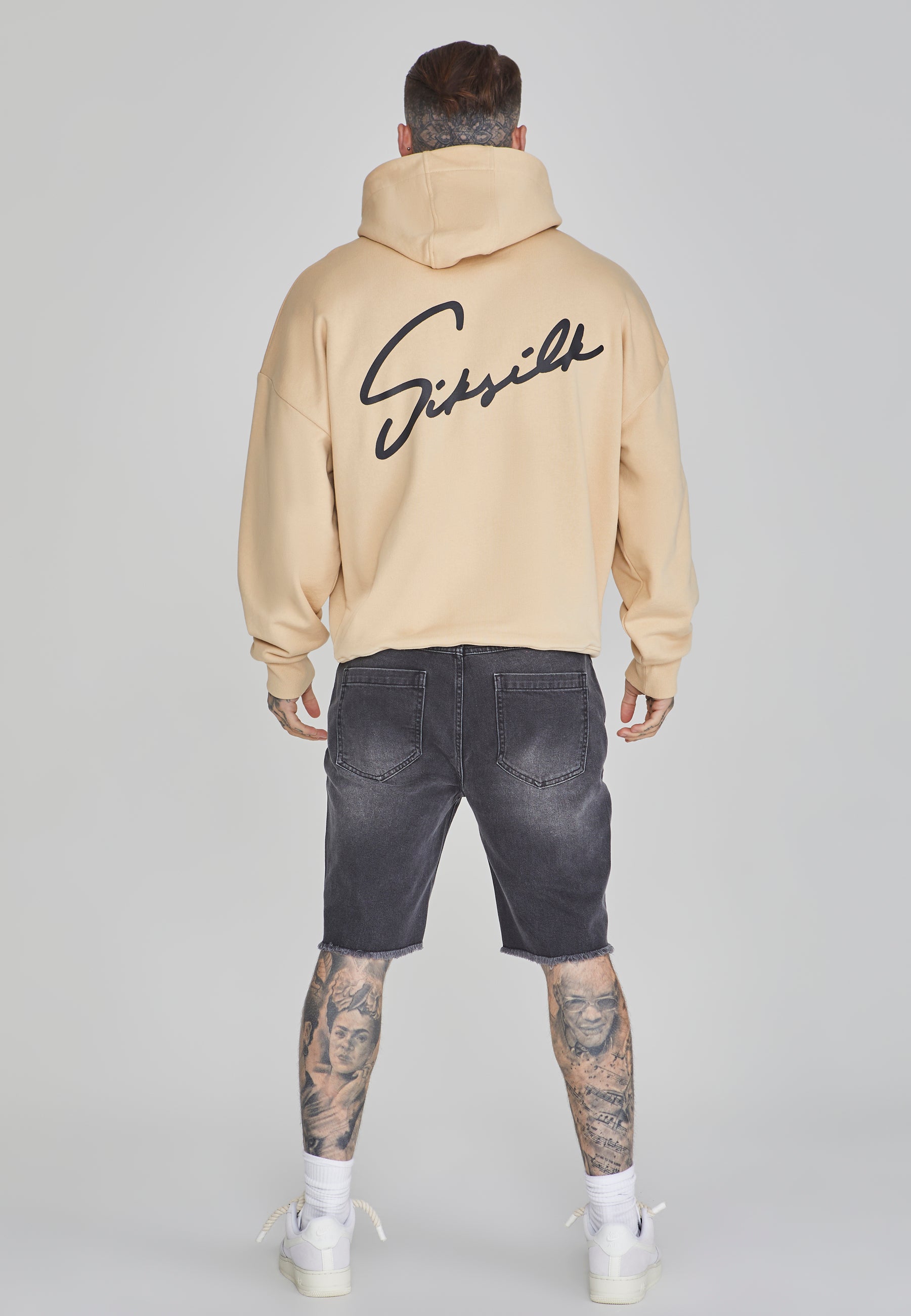 Script Hoodie in Beige Hoodie SikSilk   