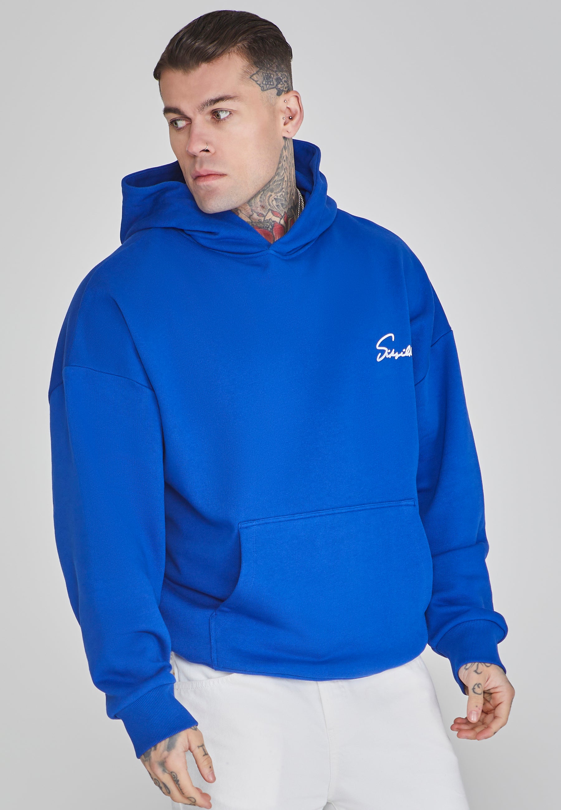 Script Hoodie in Blue Hoodie SikSilk   