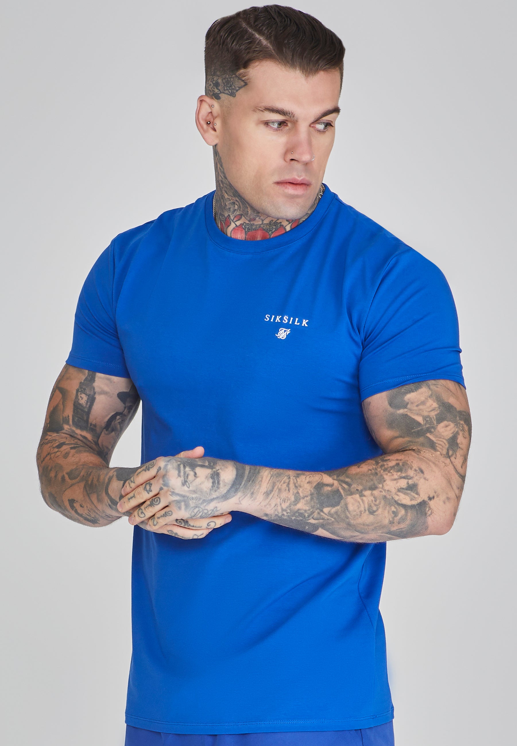 Muscle Fit T-Shirt in Blue T-Shirts SikSilk   