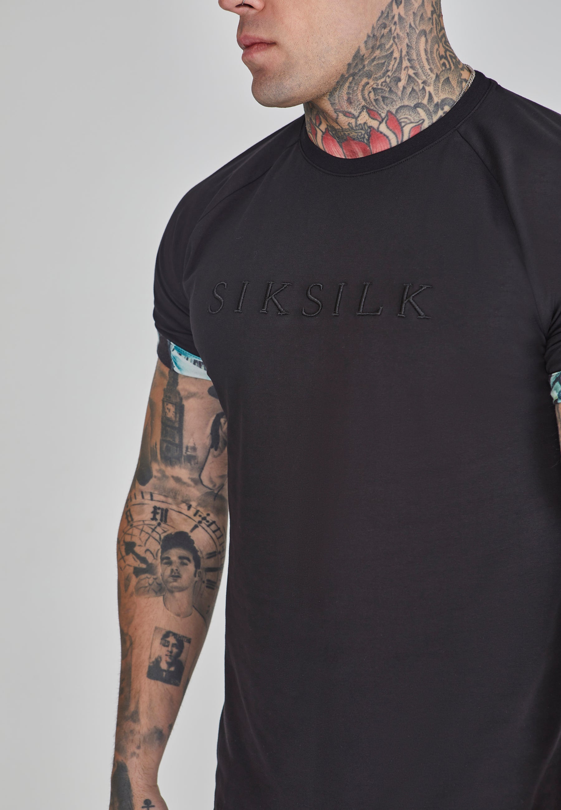 Roll Sleeve T-Shirt in Black T-Shirts SikSilk   