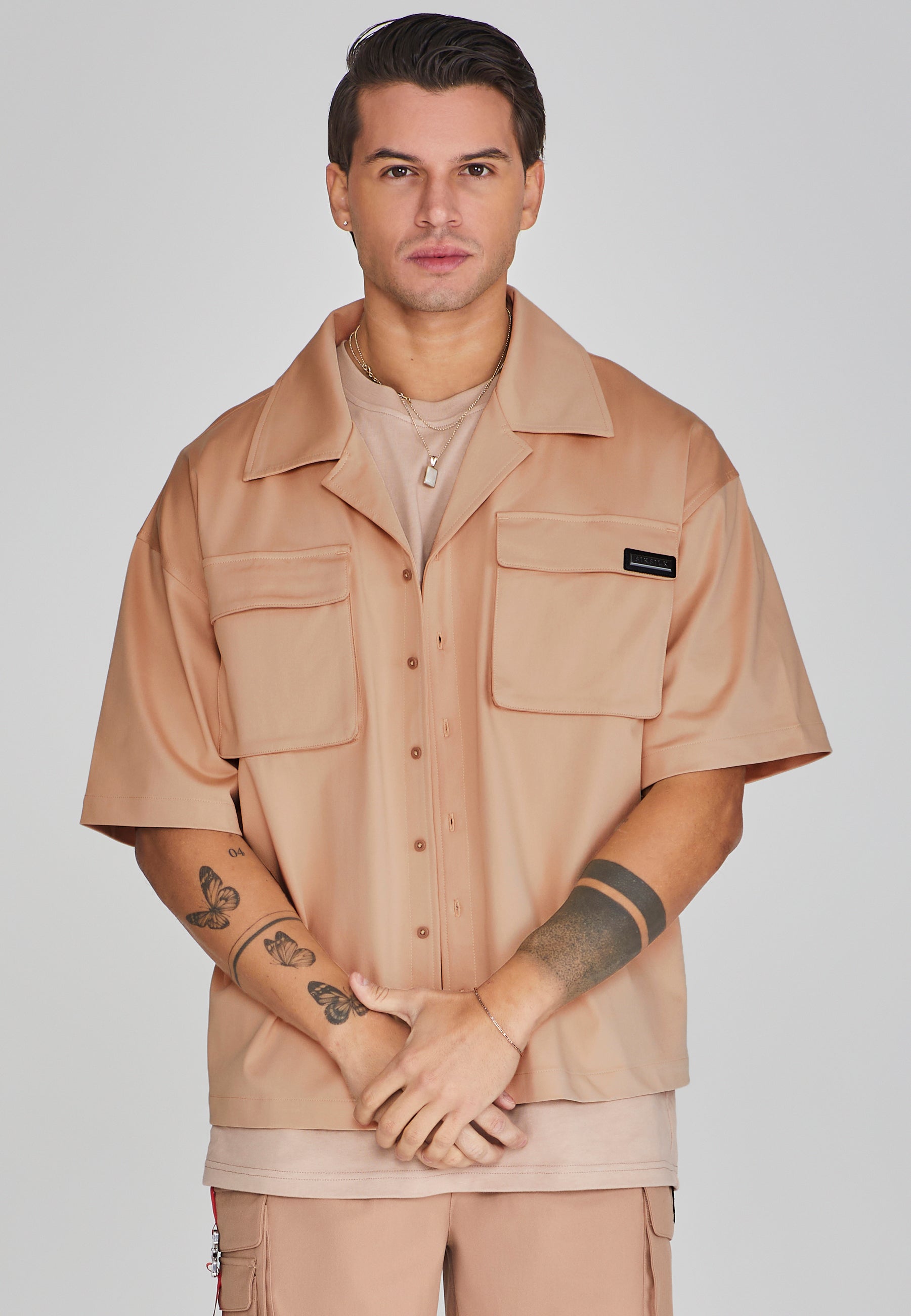 Flight Utility Shirt in Brown Shirts SikSilk   