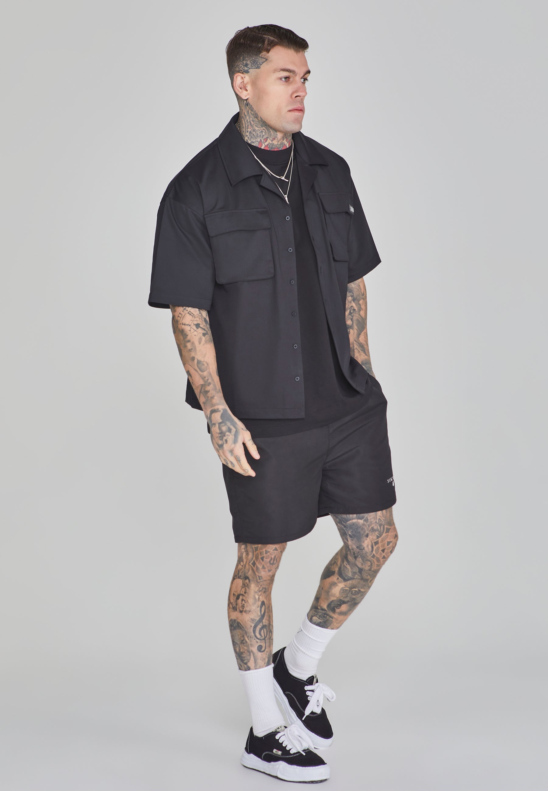 Flight Utility Shirt in Black Shirts SikSilk   