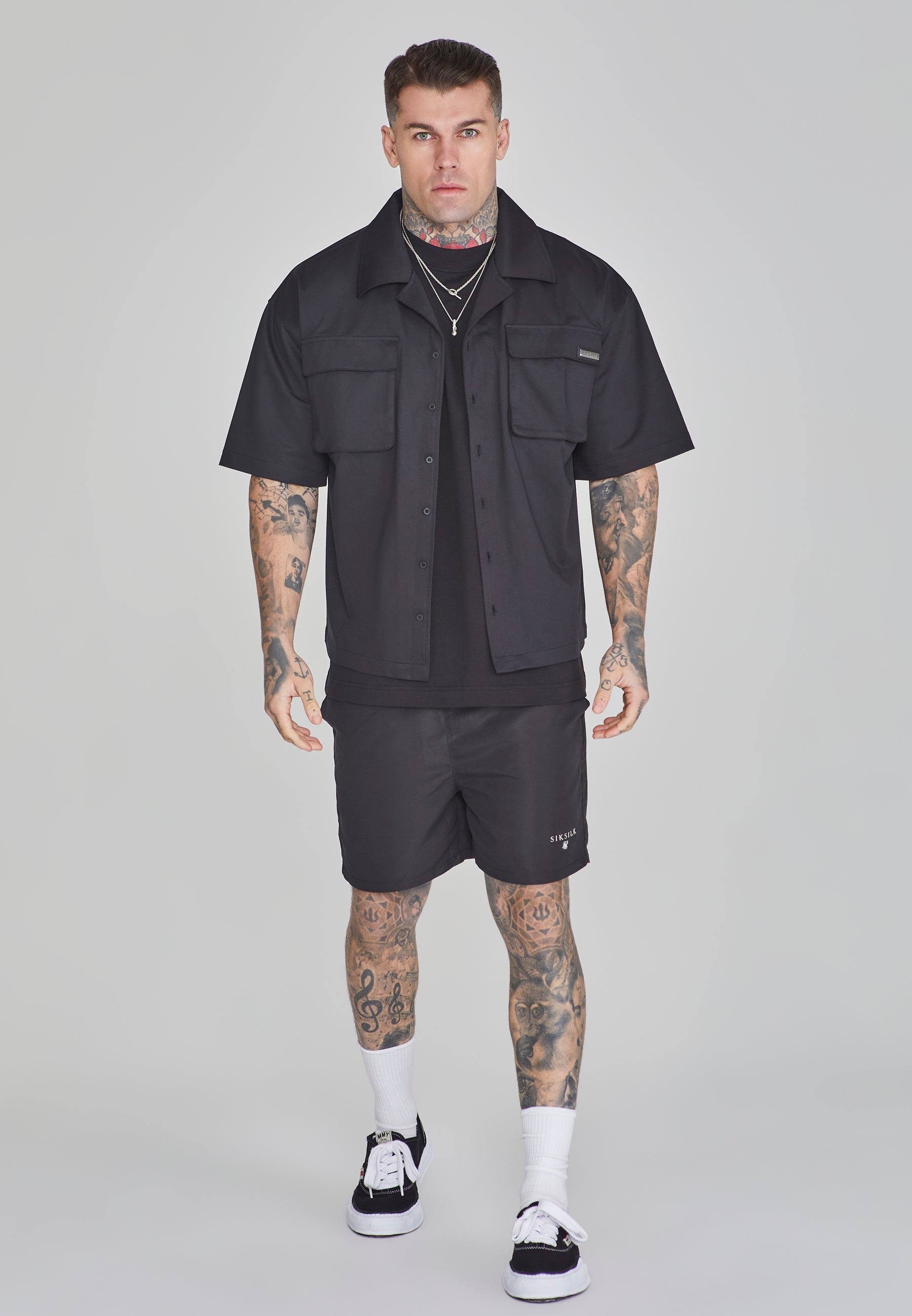 Flight Utility Shirt in Black Shirts SikSilk   